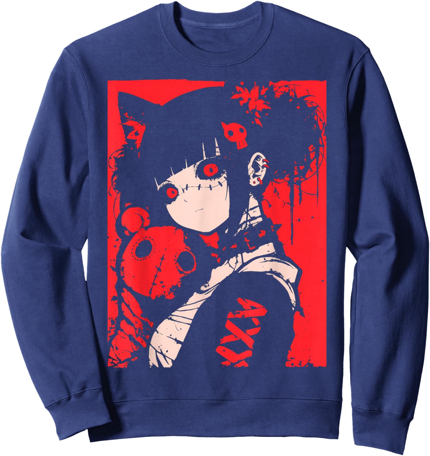 Horror Anime Manga | Japan Japanese Creepy Kawaii Goth Sweatshirt - Sweatshirt | Navy