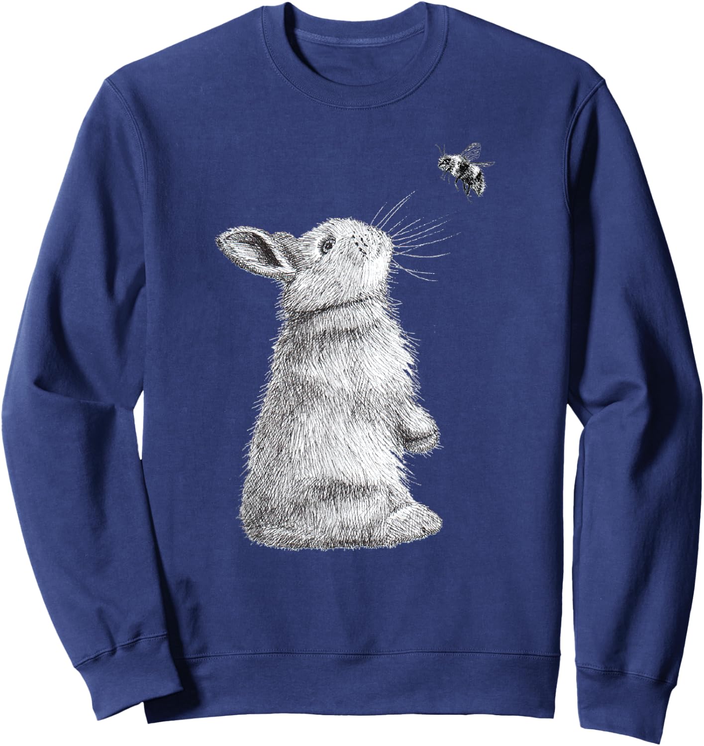 Honey Bunny Illustration Of Rabbit & Bumble Bee Sweatshirt - Sweatshirt | Navy