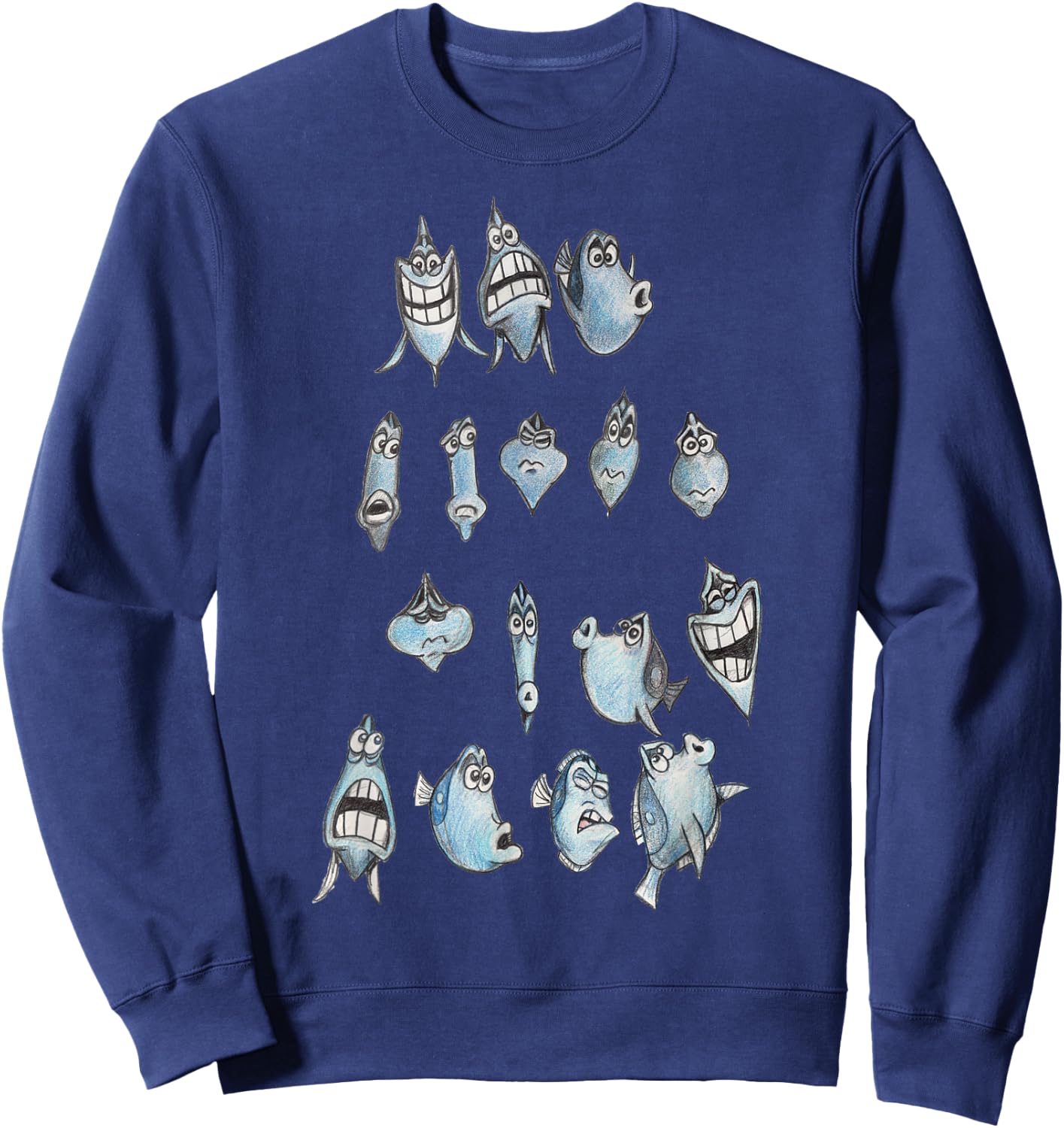 Disney Pixar Finding Nemo Dory Many Faces Silly Sketches Sweatshirt - Sweatshirt | Navy