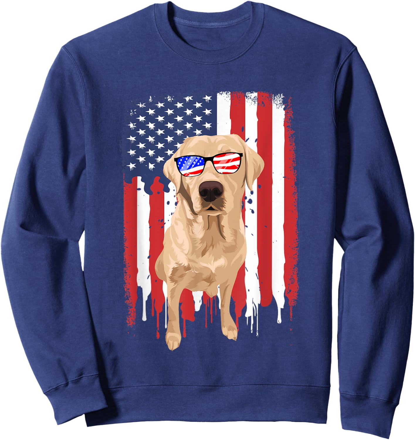 Labrador Retriever Shirt Independence Day 4th July USA Flag Sweatshirt - Sweatshirt | Navy