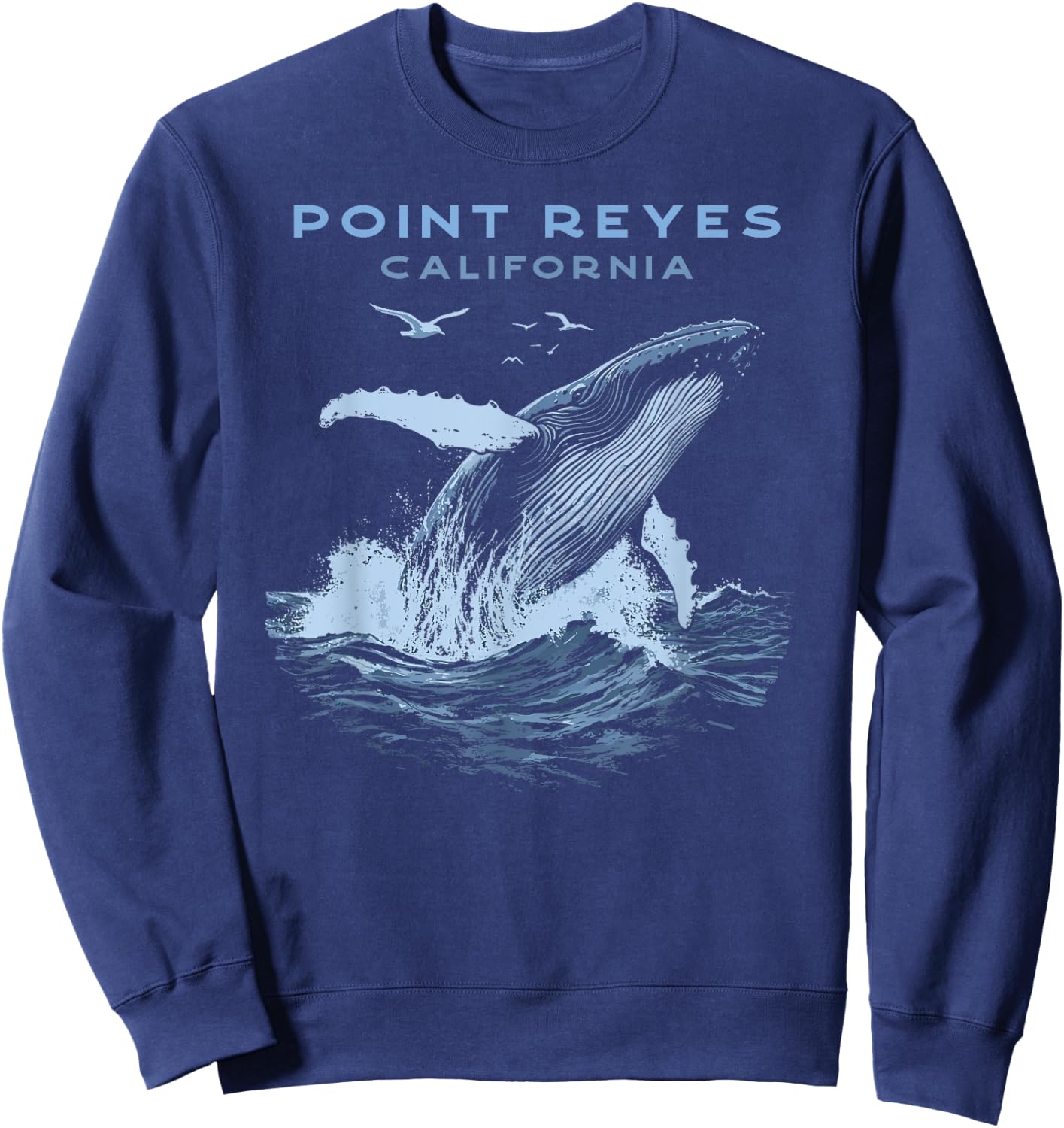Point Reyes California Humpback Whale Sweatshirt - Sweatshirt | Navy