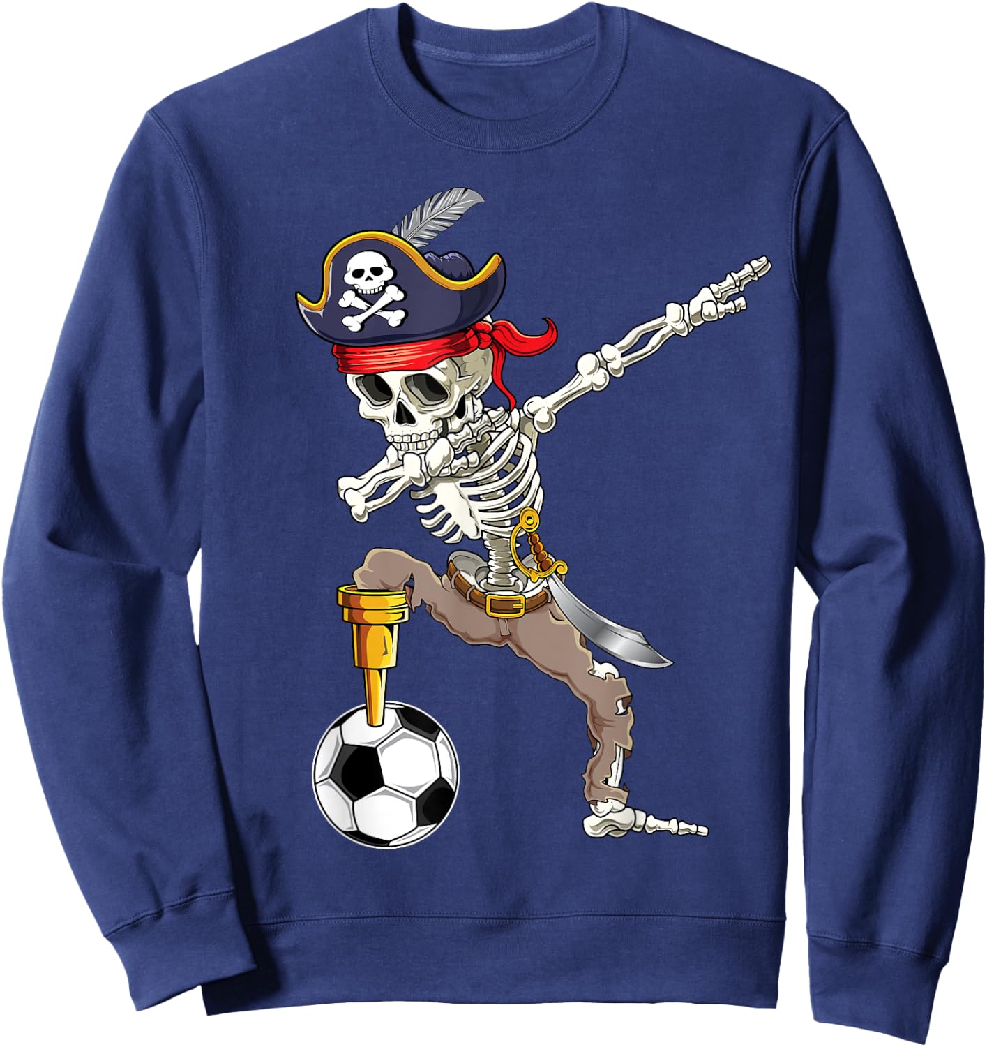 Dab Skeleton | Dabbing Skeleton Futbol Pirate Soccer Gifts Sweatshirt - Sweatshirt | Navy