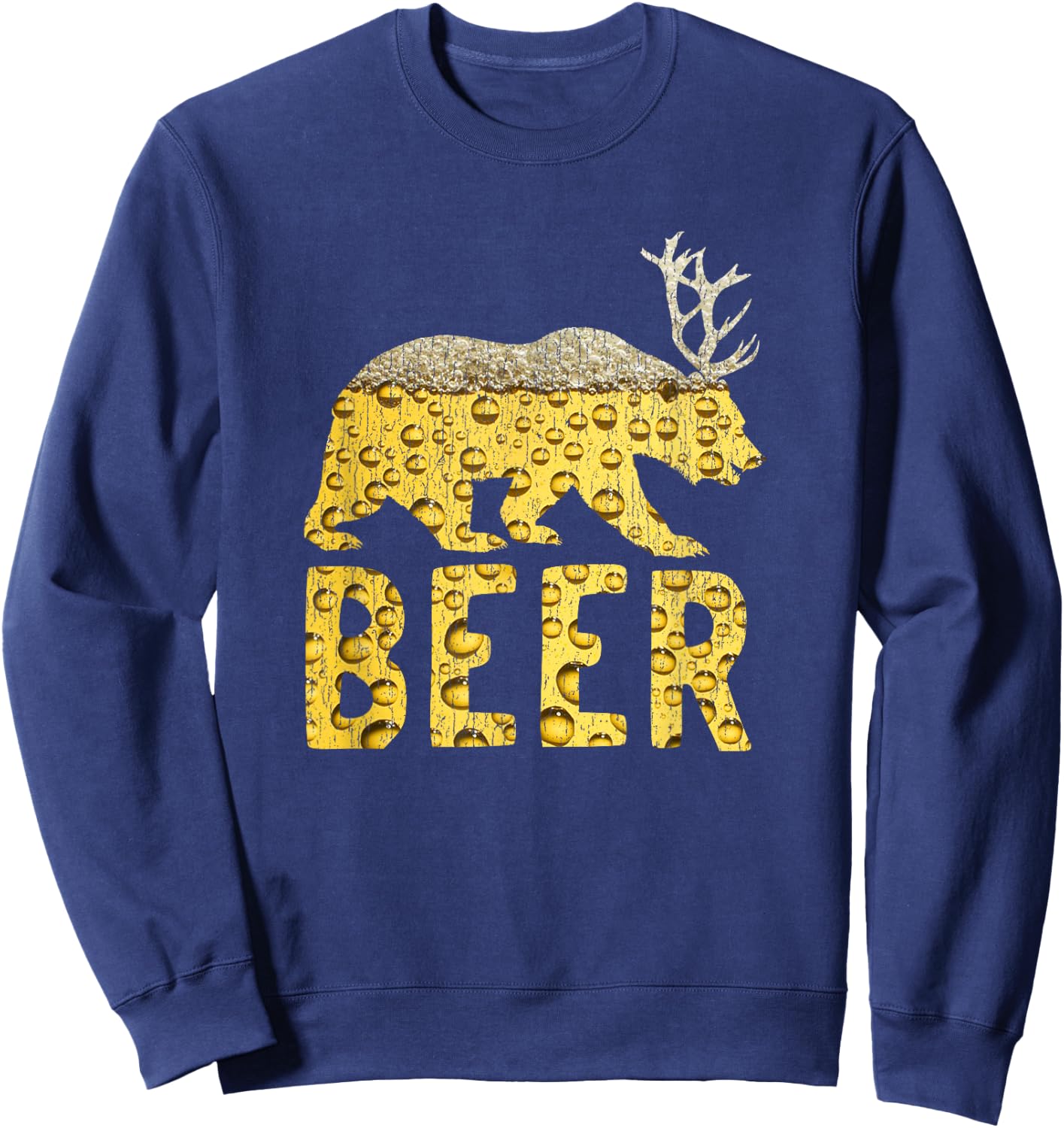 Beer Bubbles Bear+Deer=Beer Bear Antlers Sweatshirt - Sweatshirt | Navy