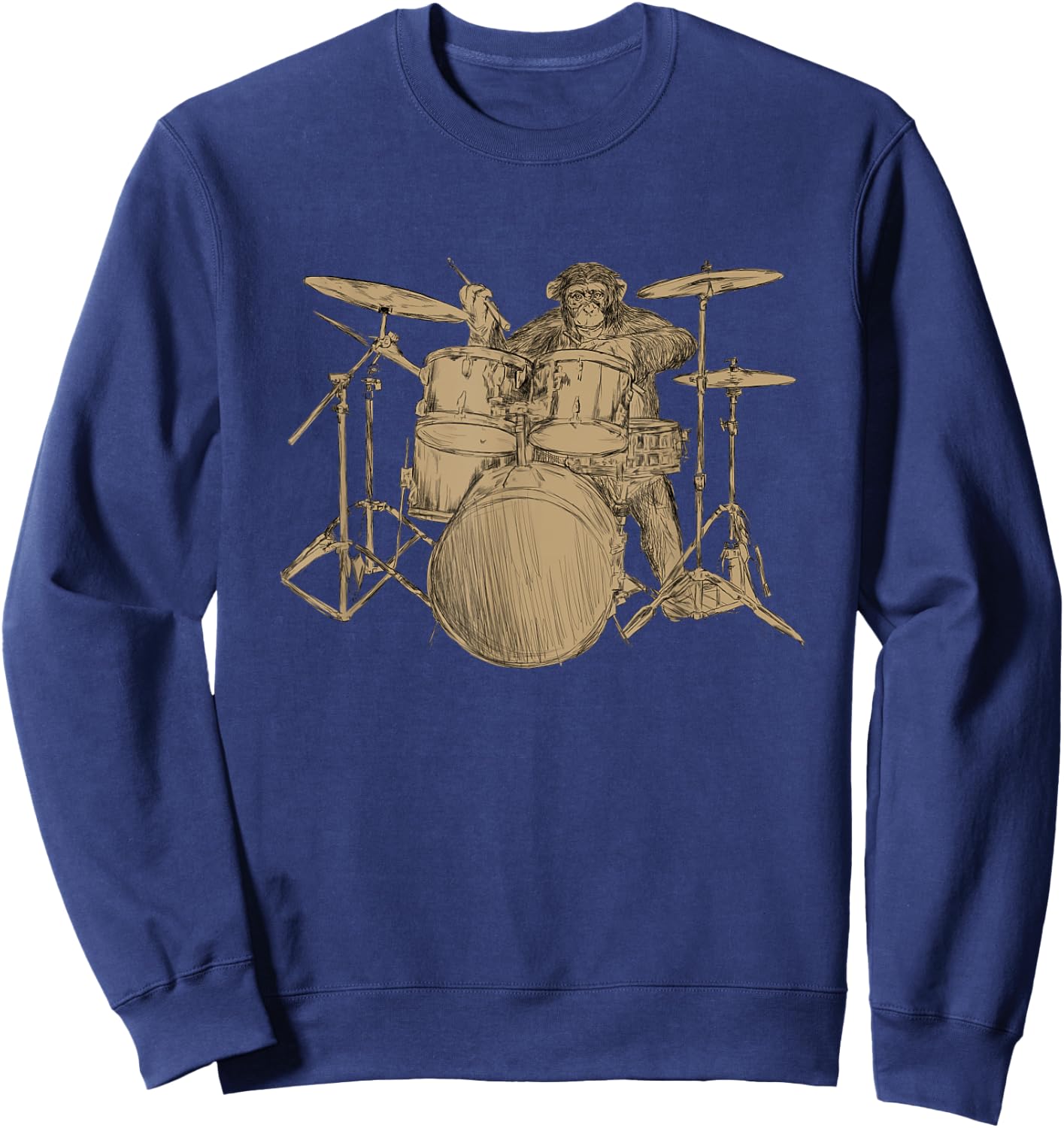 Drummer Shirt Men Monkey Lover Gift Drummer Musician Sweatshirt - Sweatshirt | Navy