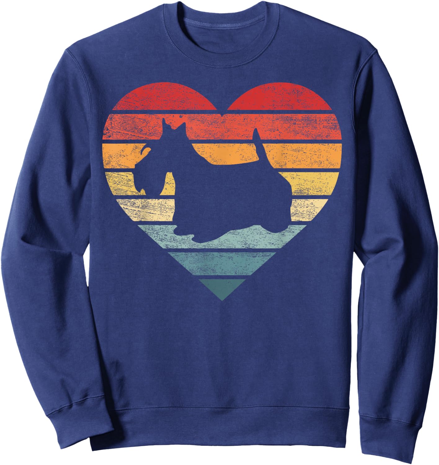 Scottish Terrier Lover Owner Gifts Retro Sunset Dog Mom Dad Sweatshirt - Sweatshirt | Navy