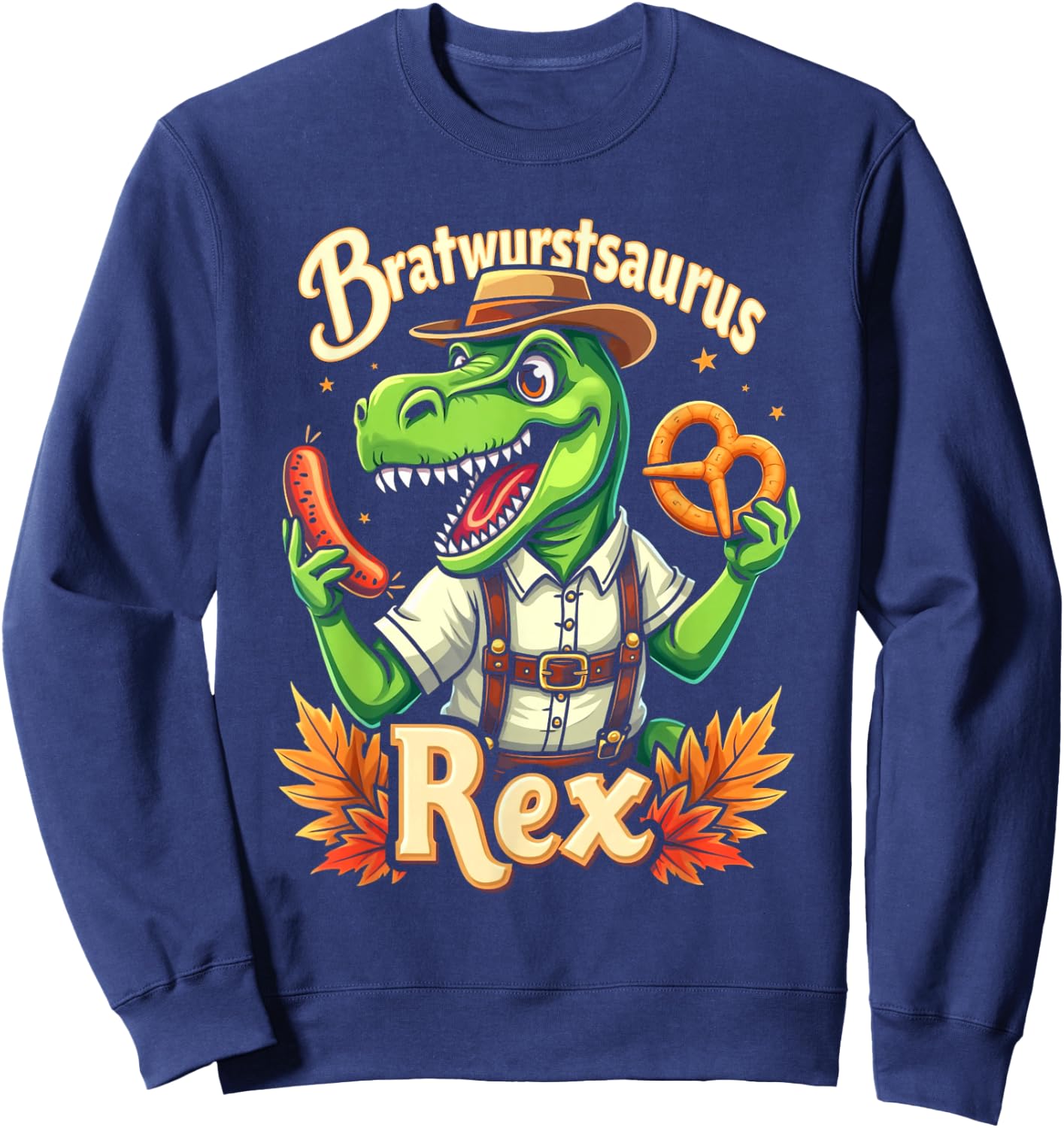 Funny Oktoberfest Dinosaur Lederhosen T-Rex Kids Sweatshirt - Sweatshirt | Navy