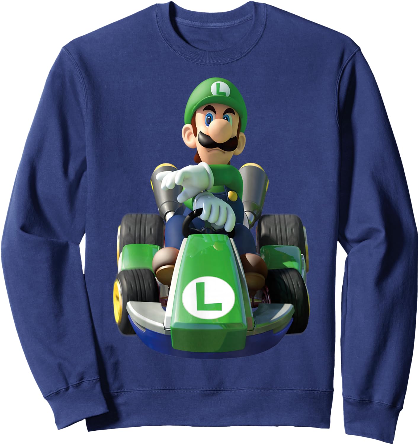 Nintendo Mario Kart Luigi Driving Fast Graphic Sweatshirt - Sweatshirt | Navy