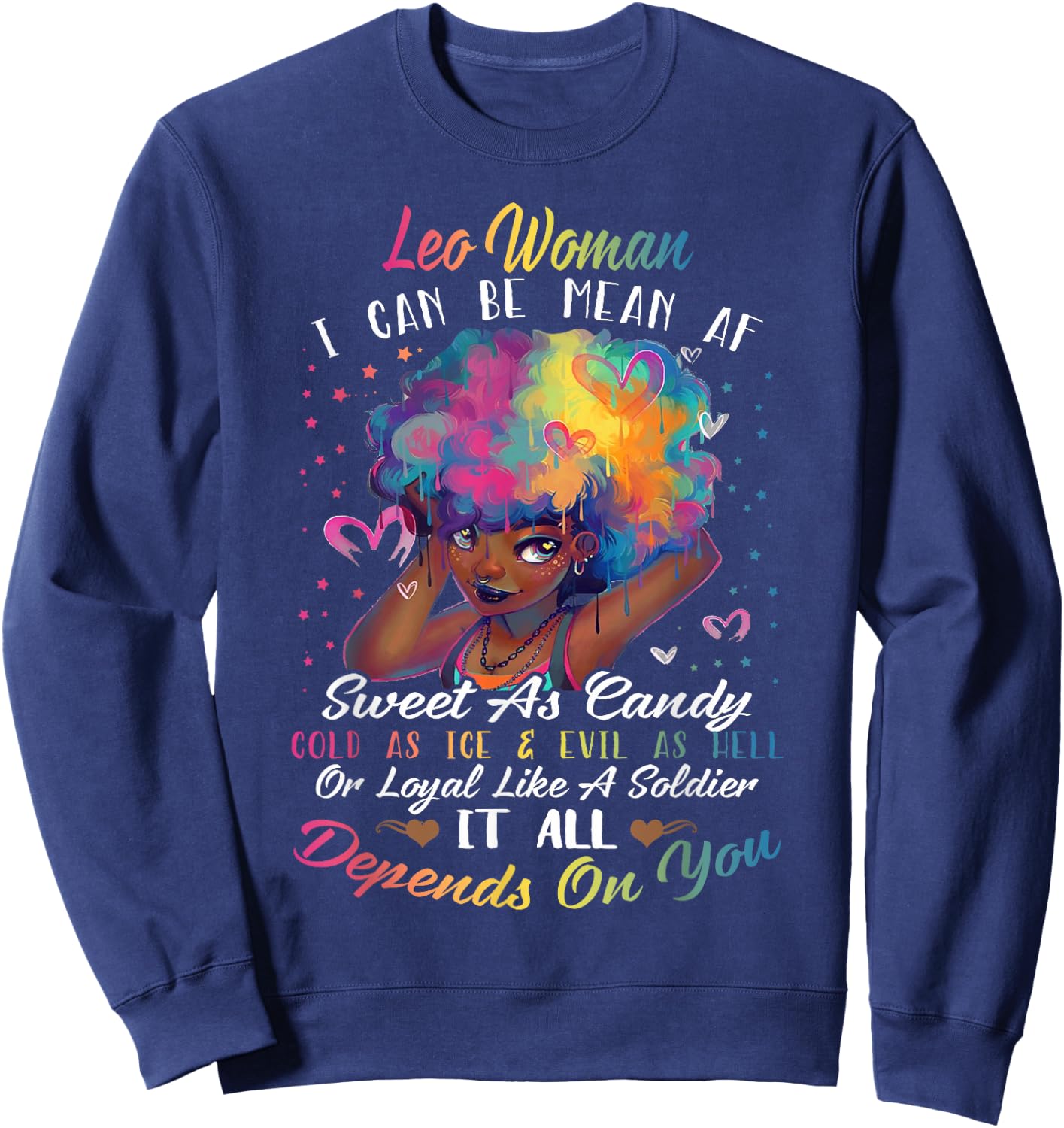 Leo woman T Shirt I'm A Leo Girl Shirt Sweatshirt - Sweatshirt | Navy