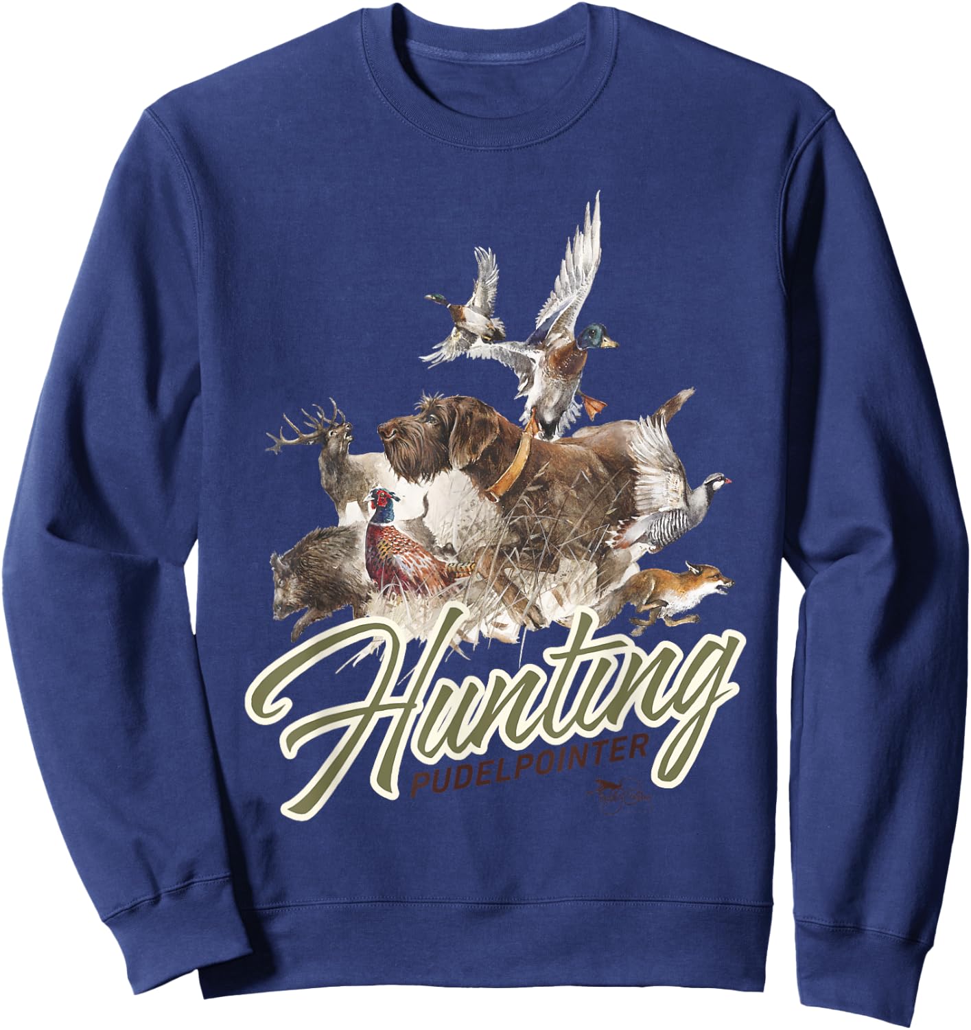 Pudelpointer Hunting Dog Men Women Girls Kids Sweatshirt - Sweatshirt | Navy
