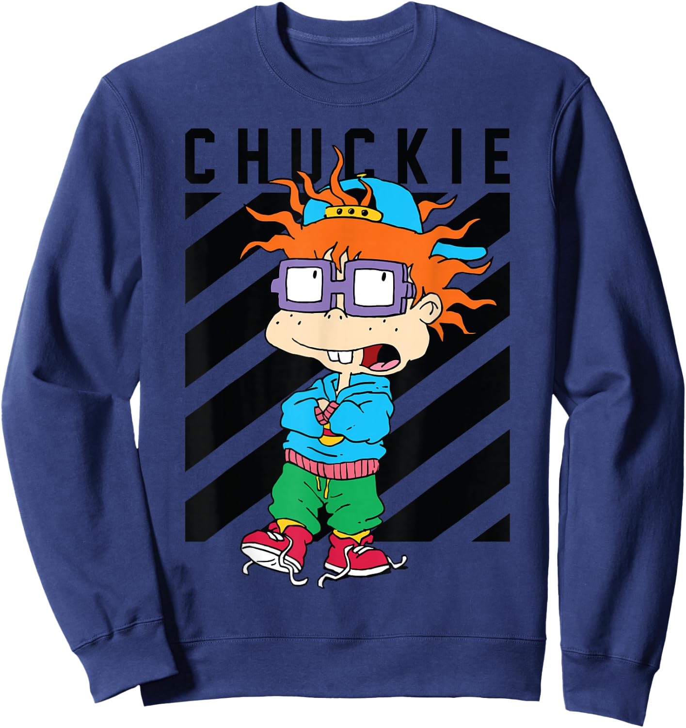 Black Taping Cool "Chuckie" With Baseball Hat Sweatshirt - Sweatshirt | Navy