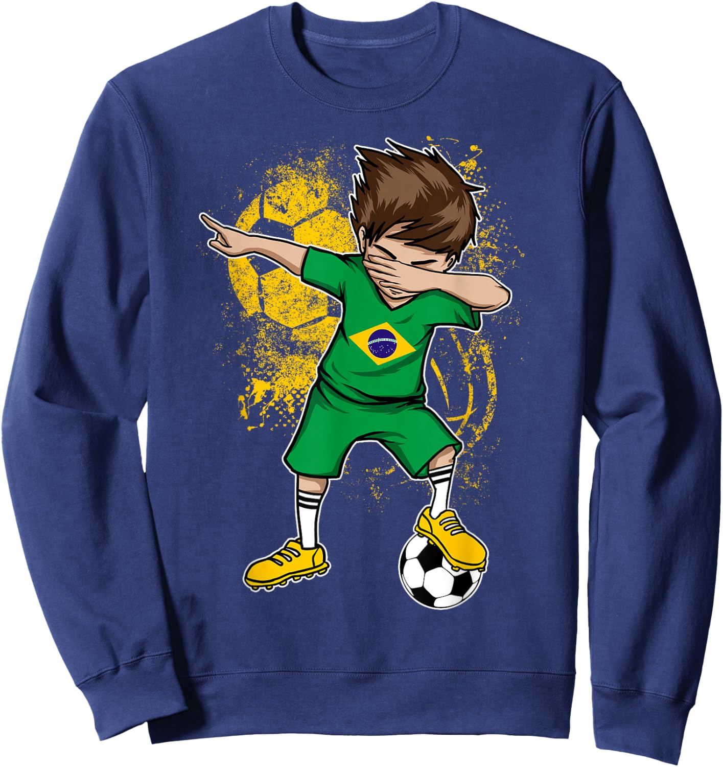 Dabbing Boy Brazil Soccer Shirt Jersey Brasil Football Sweatshirt - Sweatshirt | Navy