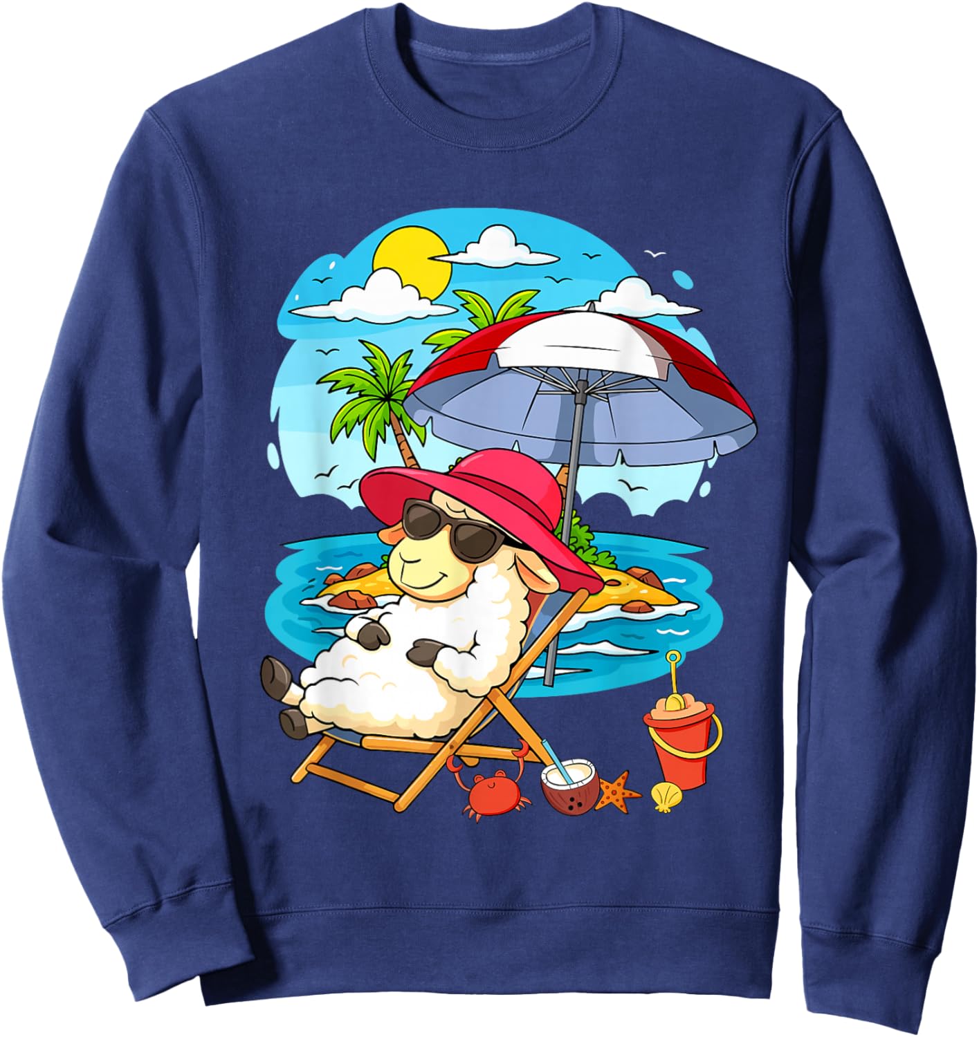 Sheep Relaxing Summer Costume Traveling Beach Lover Farmer Sweatshirt - Sweatshirt | Navy