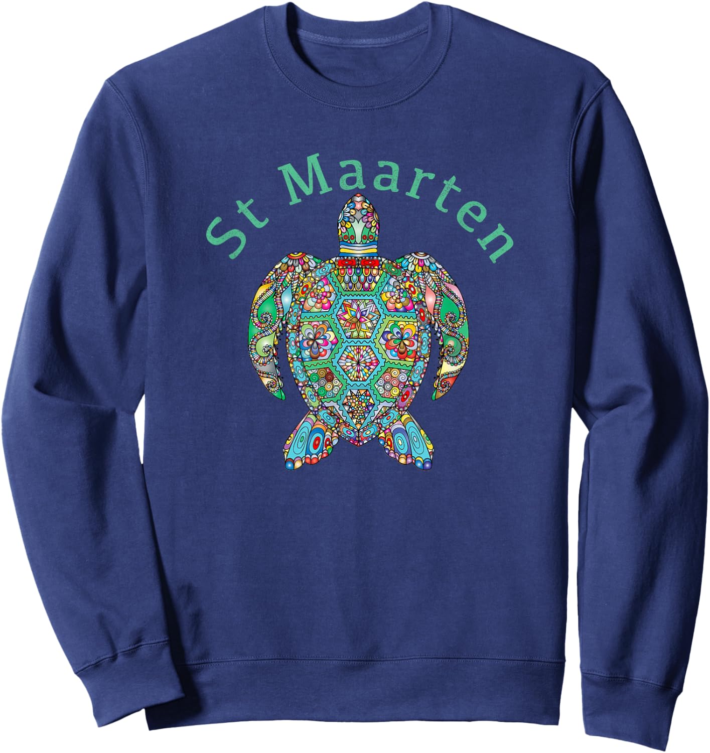 St Maarten Tribal Turtle Gift Sweatshirt - Sweatshirt | Navy