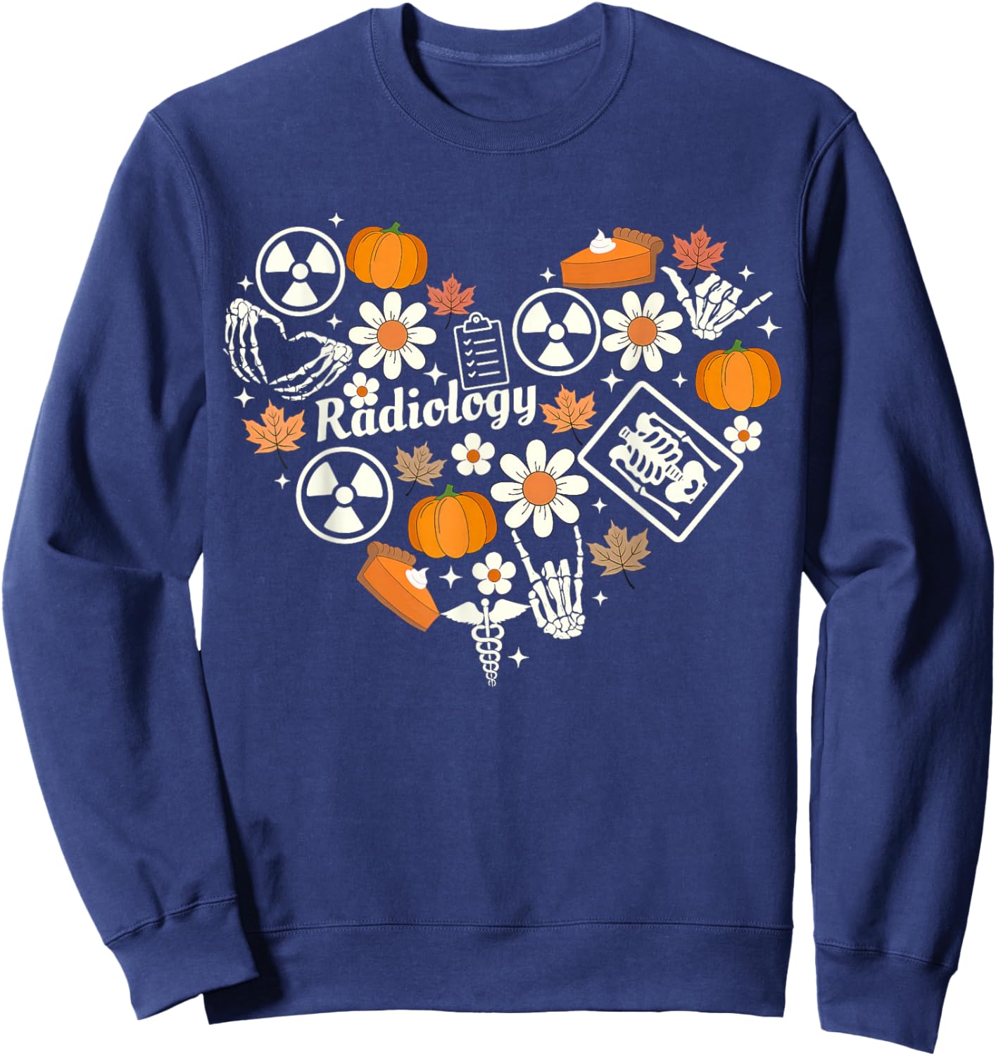 Radiology Fall Heart Xray Tech Autumn Pumpkin Thanksgiving Sweatshirt - Sweatshirt | Navy