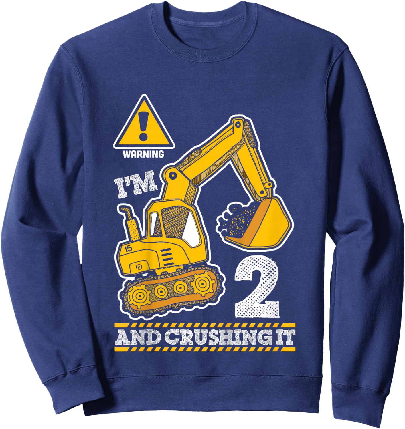 Construction Truck 2nd Birthday 2 Years Old Digger Builder Sweatshirt - Sweatshirt | Navy