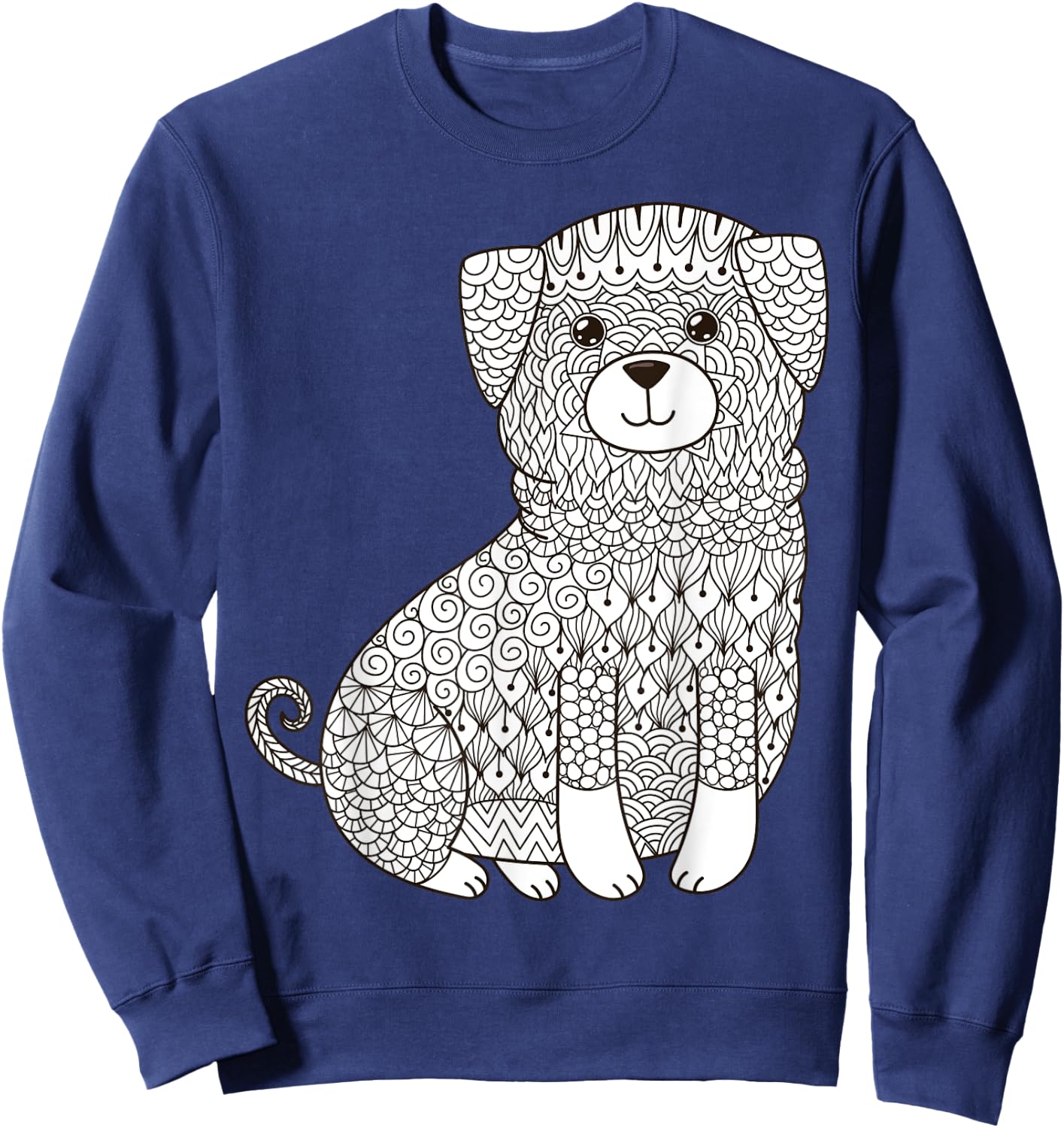 Lovable Mutt Dog - Color Your Own Colorific Design Women Kids Sweatshirt - Sweatshirt | Navy