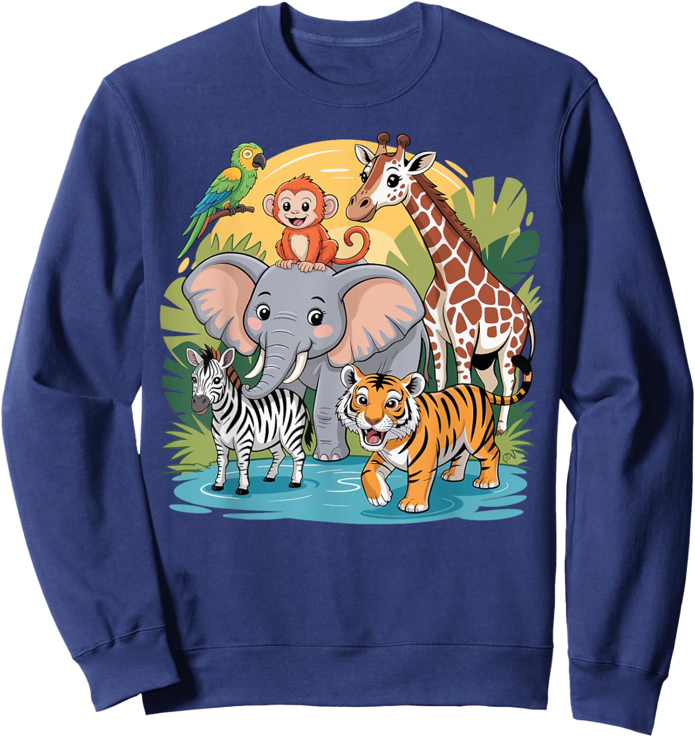 Cute Jungle Safari Animal Group Zoo Lovers Gifts for Kids Sweatshirt - Sweatshirt | Navy