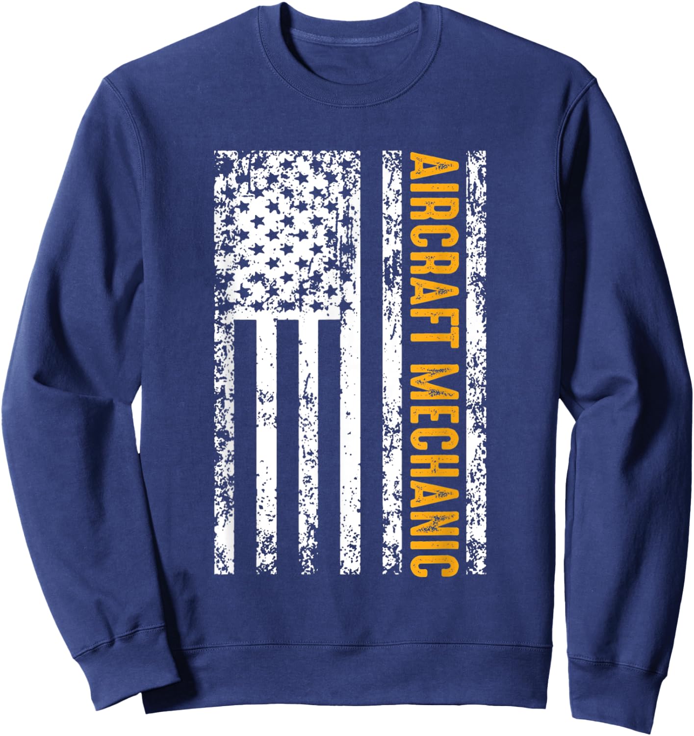 Aircraft Mechanic USA Flag Airplane Gift Men Sweatshirt - Sweatshirt | Navy