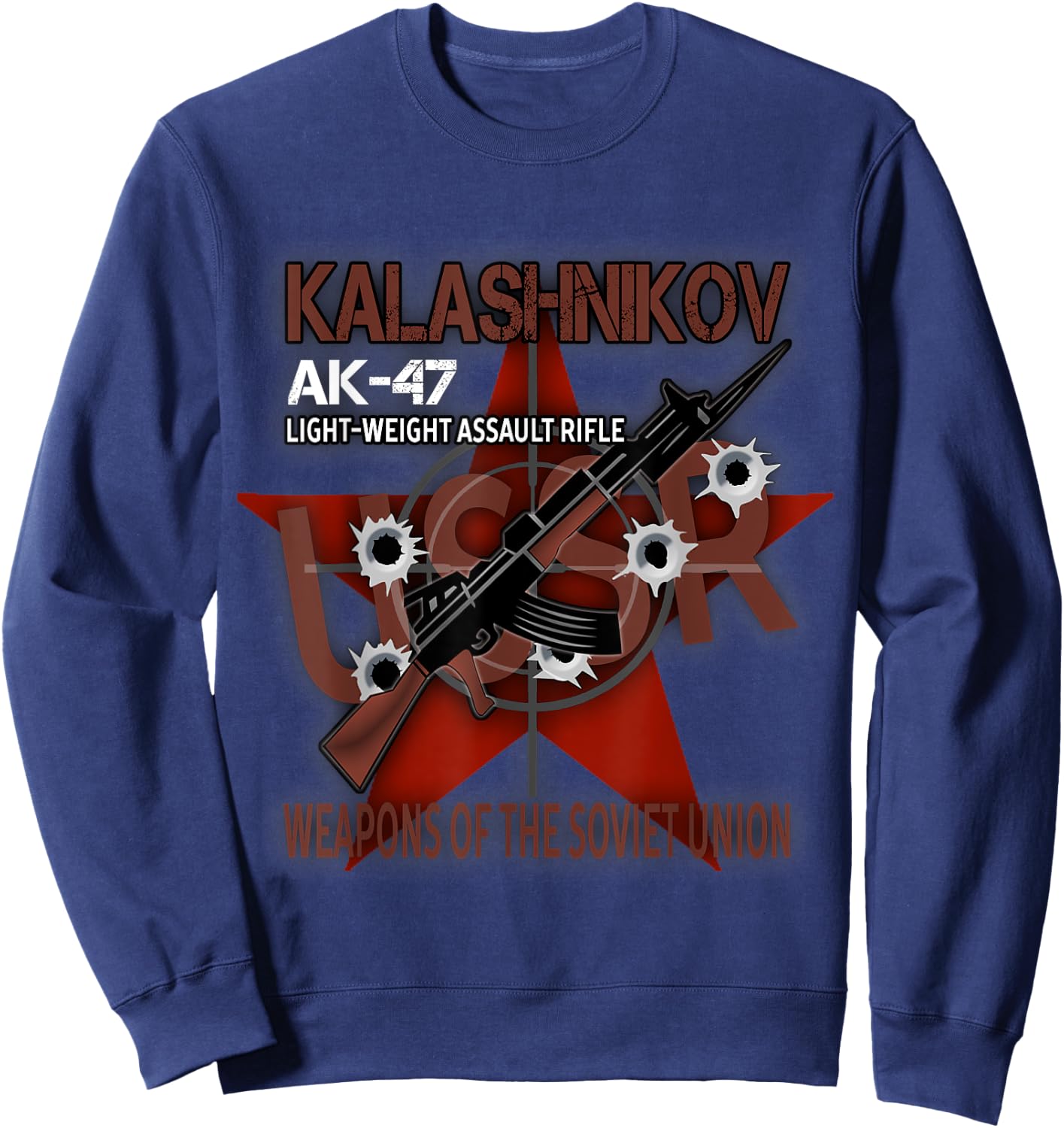 Soviet Kalashnikov AK-47 Vintage USSR Russian Rifle Gun CCCP Sweatshirt - Sweatshirt | Navy