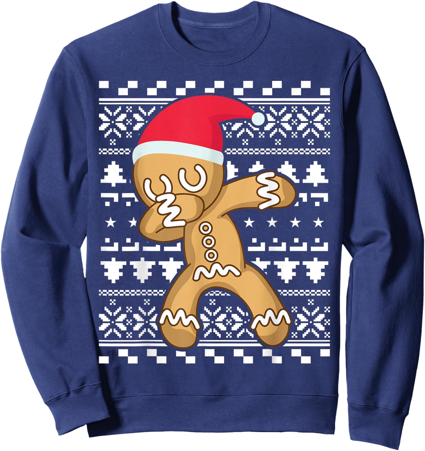 Dabbing Gingerbread Man Ugly Christmas Sweater Sweatshirt - Sweatshirt | Navy