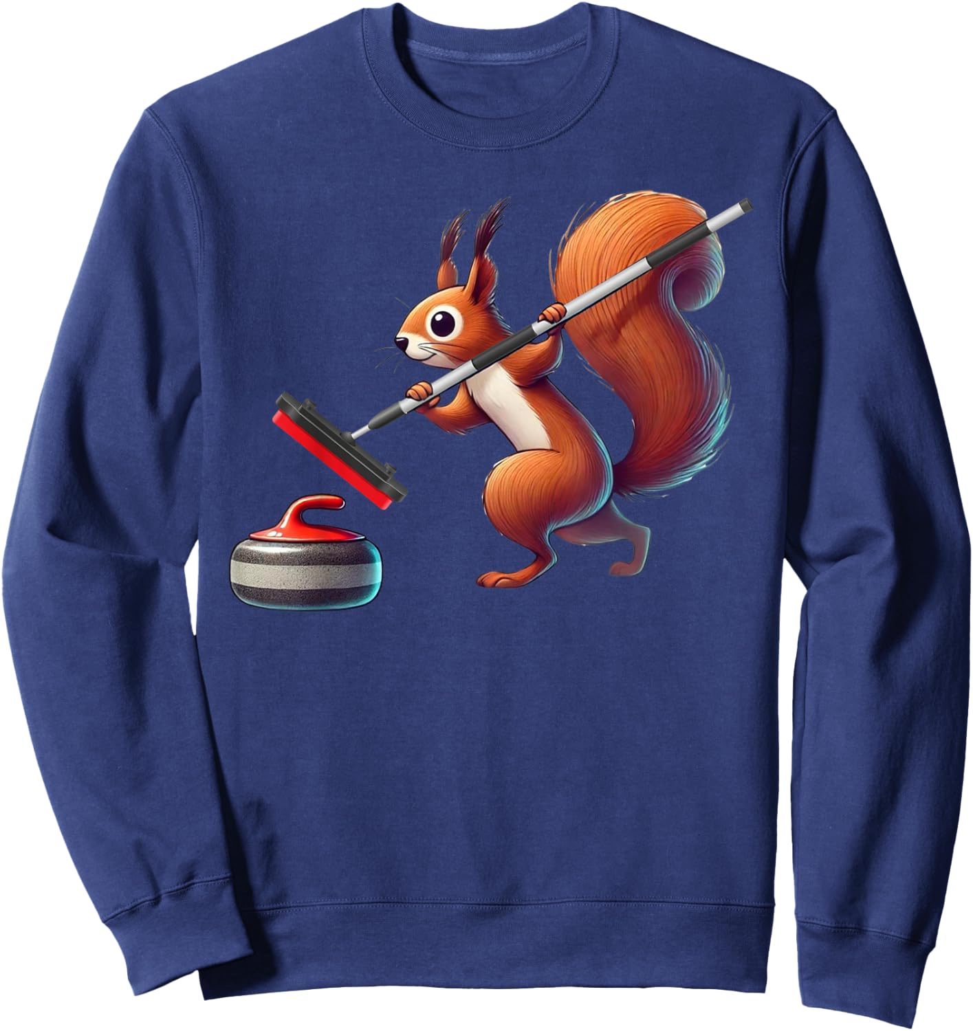 Funny Curling Squirrel Design For Curler Winter Sports Sweatshirt - Sweatshirt | Navy