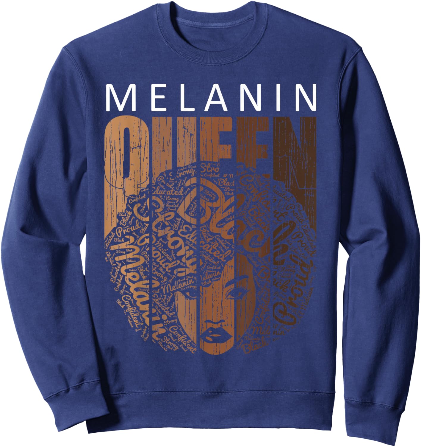 Juneteenth Shirts Women Natural Afro Melanin Queen Strong Sweatshirt - Sweatshirt | Navy