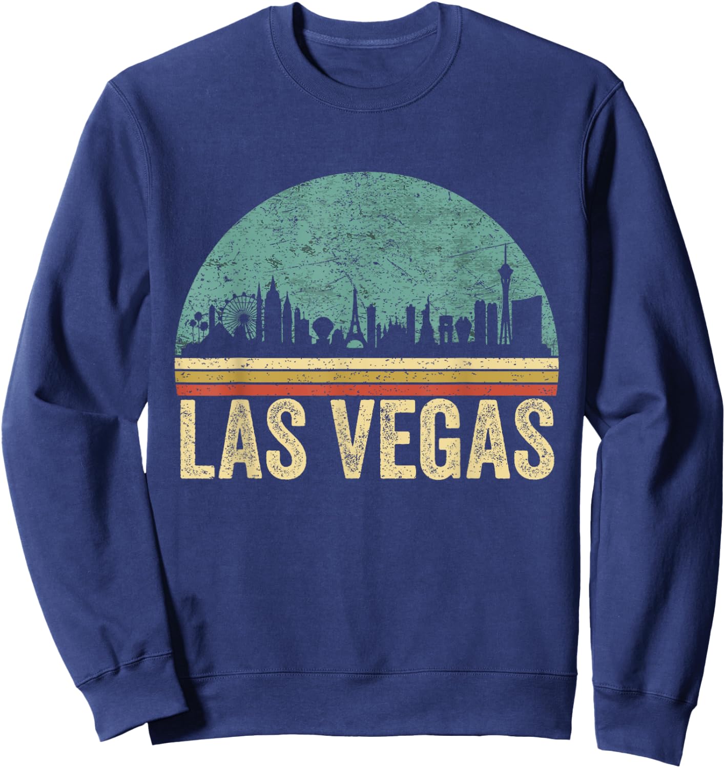 Vintage Retro Las Vegas Souvenir Skyline Las Vegas Sweatshirt - Sweatshirt | Navy