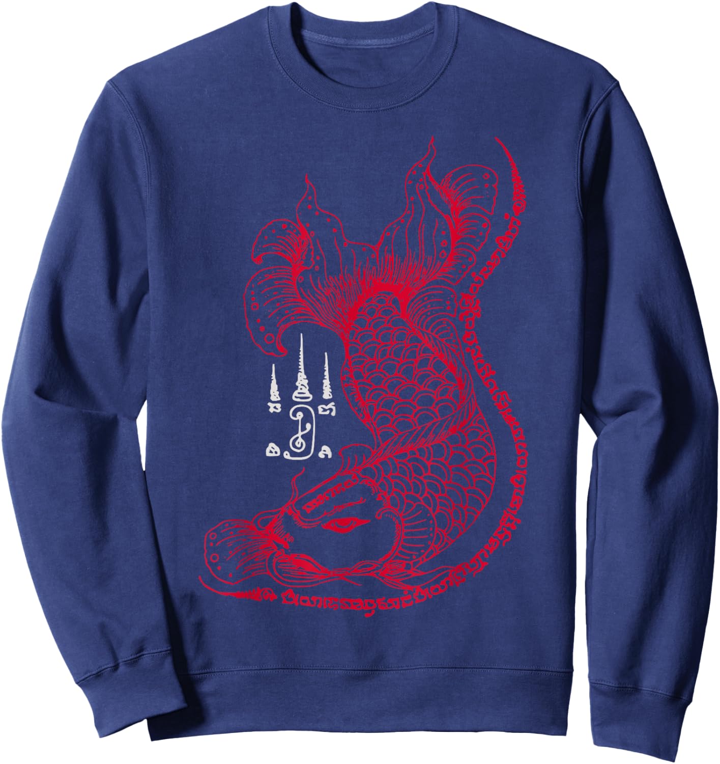 Thailand Dragon Fish Spiritual Sak Yant Thai Tattoo Sweatshirt - Sweatshirt | Navy