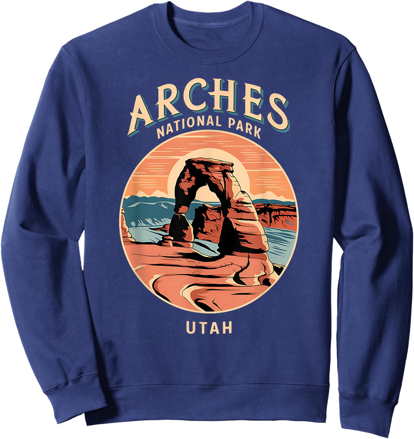 Hiking Camping Scenic Design of Arches National Park Utah Sweatshirt - Sweatshirt | Navy