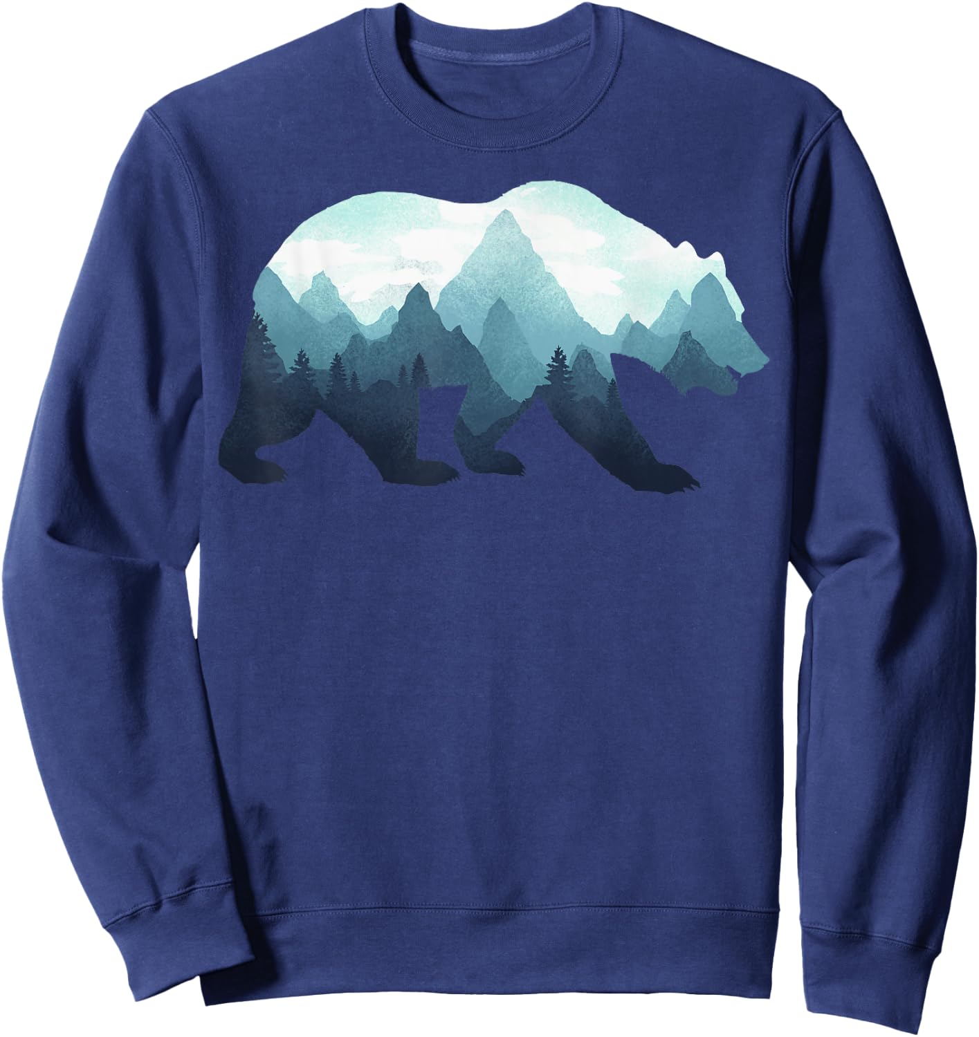 Bear Double Exposure Surreal Wildlife Animal Sweatshirt - Sweatshirt | Navy