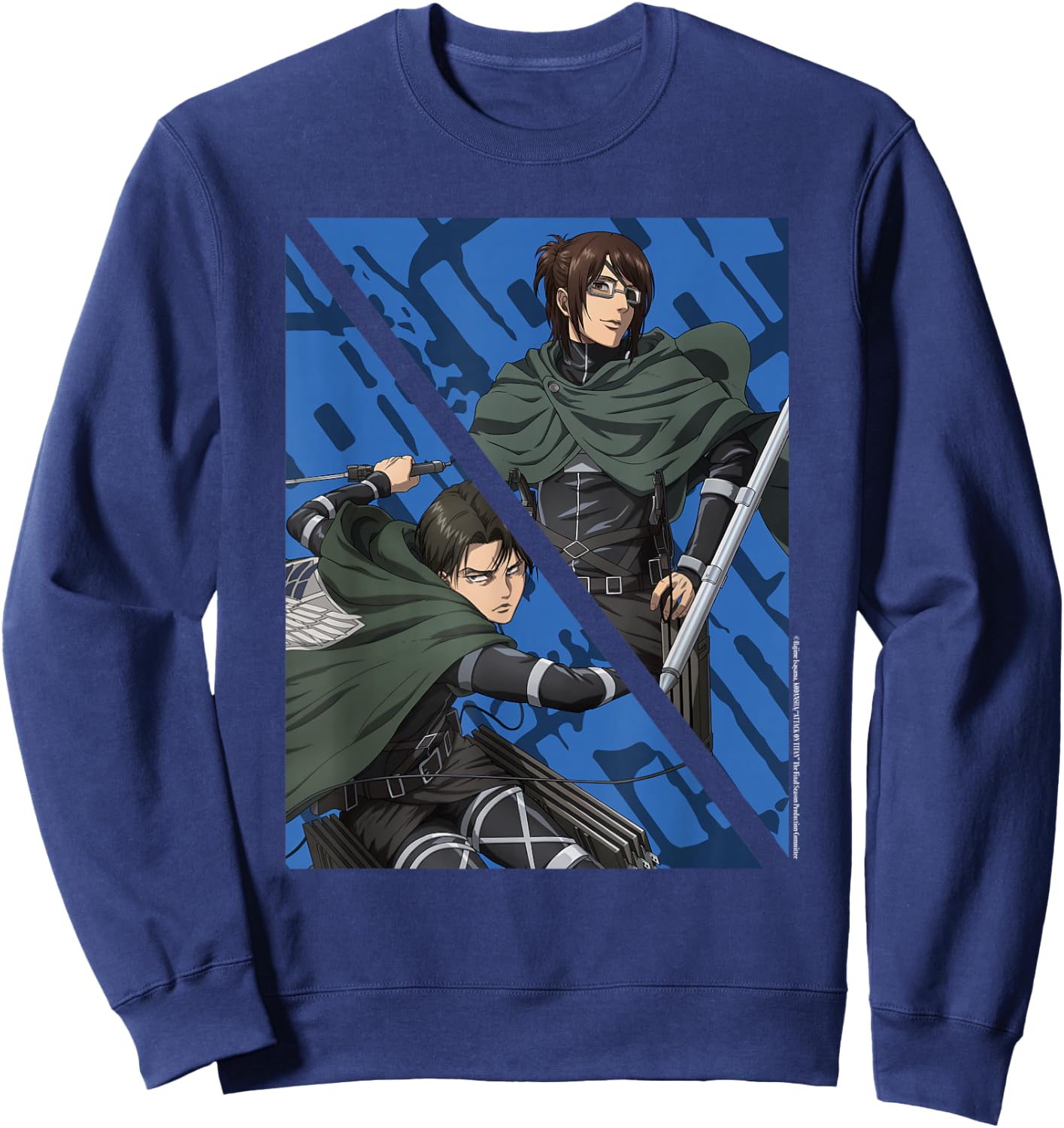 Attack on Titan Final Season - Levi Ackerman & Hange Zoe Sweatshirt - Sweatshirt | Navy