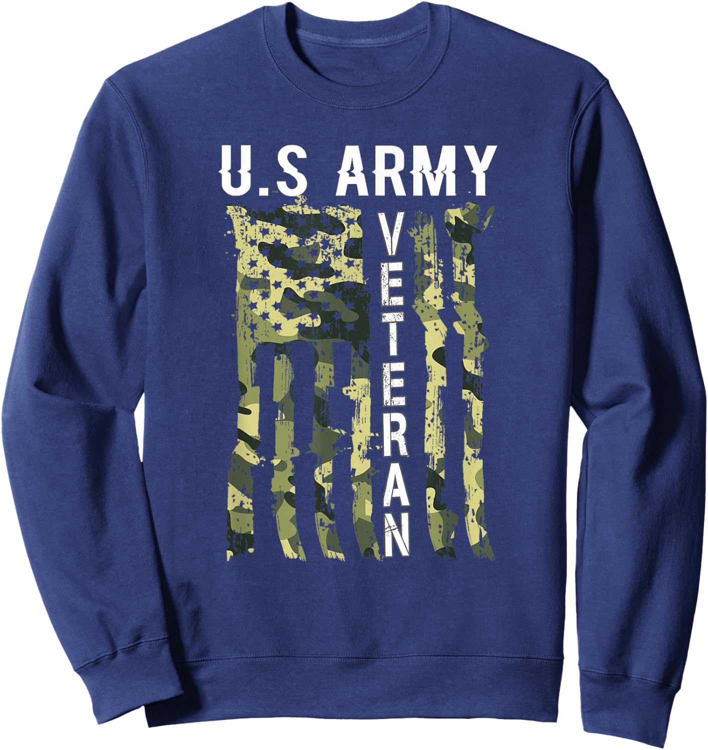 Veteran USA Camo 4th of July Shirt Man Woman Sweatshirt - Sweatshirt | Navy