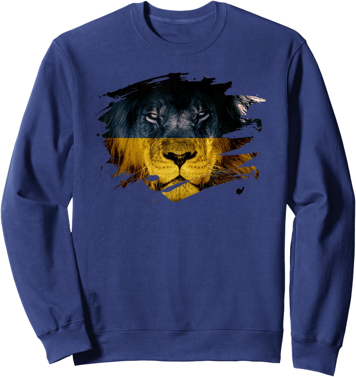 Ukraine Flag & African Lion - Ukrainian Pride Sweatshirt - Sweatshirt | Navy
