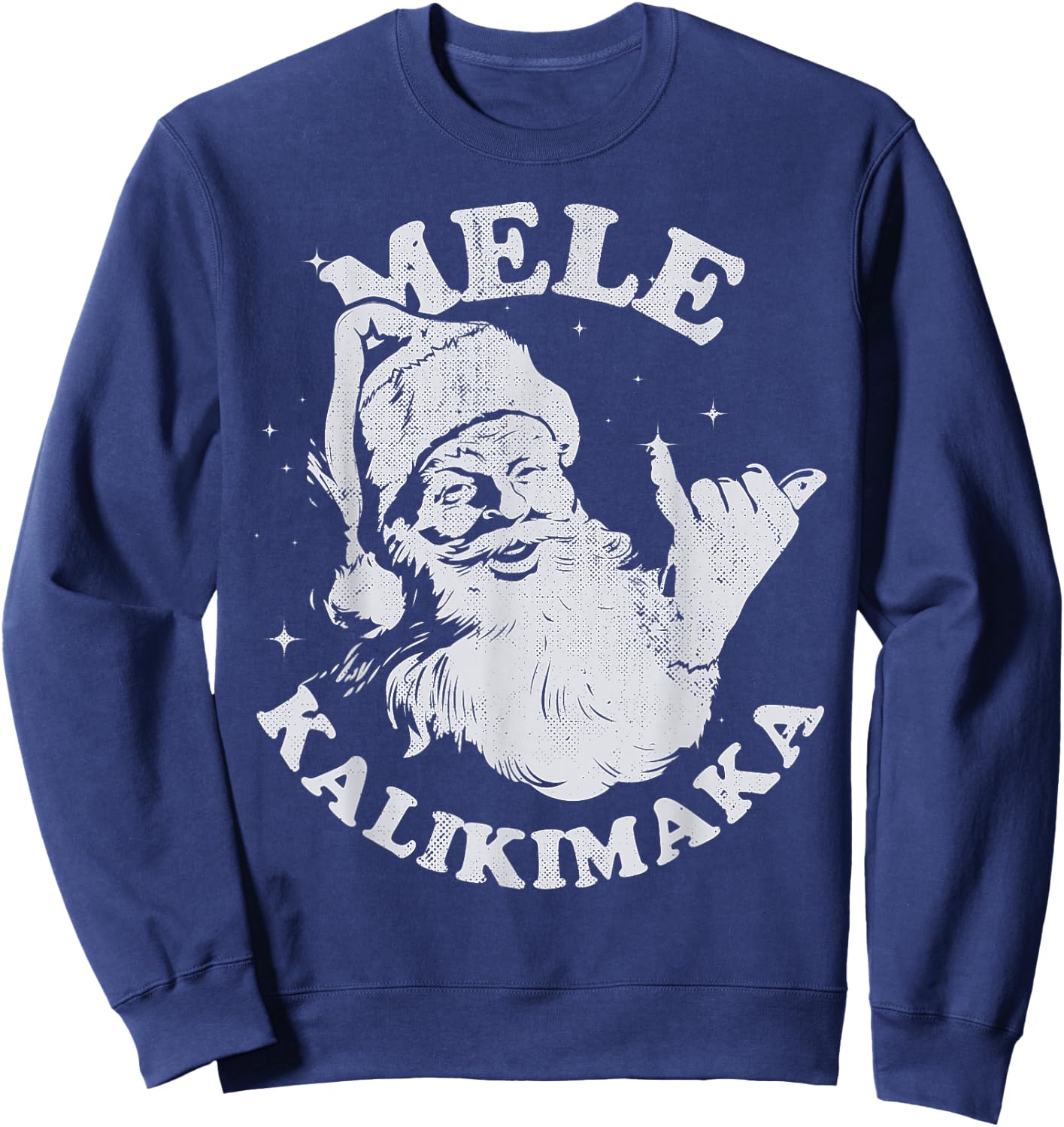 Retro Christmas Mele Kalikimaka Santa Shaka Hawaii Sweatshirt - Sweatshirt | Navy