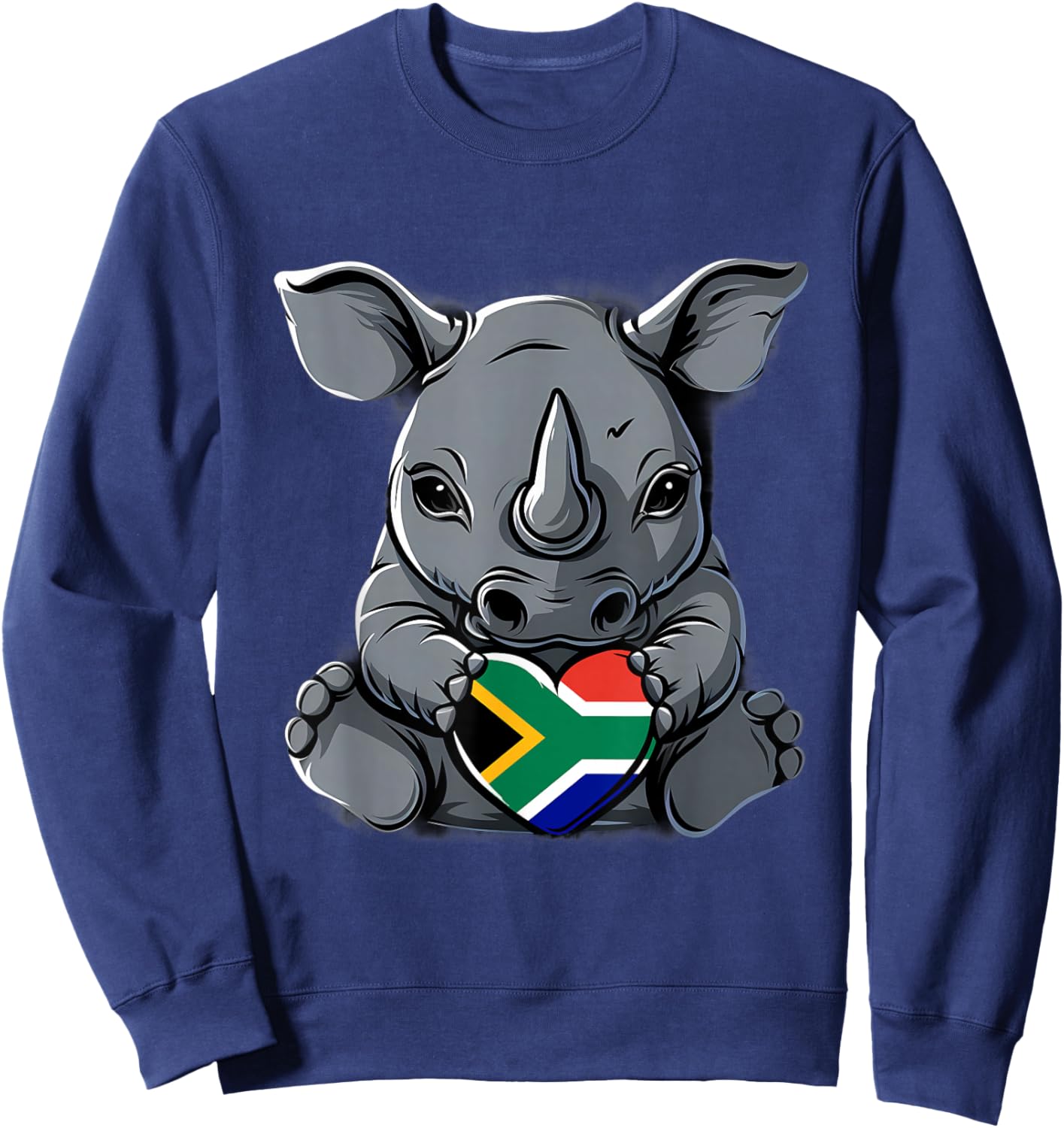 South Africa Flag Cute Rhino Heart South African Pride Sweatshirt - Sweatshirt | Navy