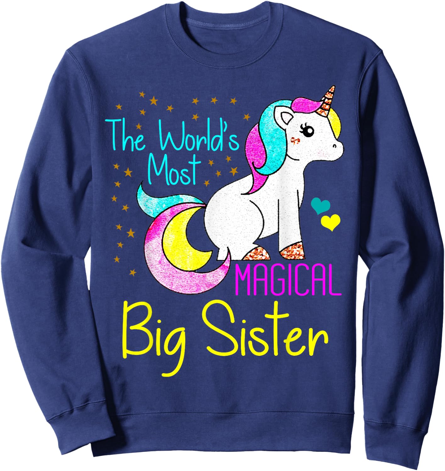 Magical Unicorn Big Sister Cute Funny Novelty Gift Sweatshirt - Sweatshirt | Navy