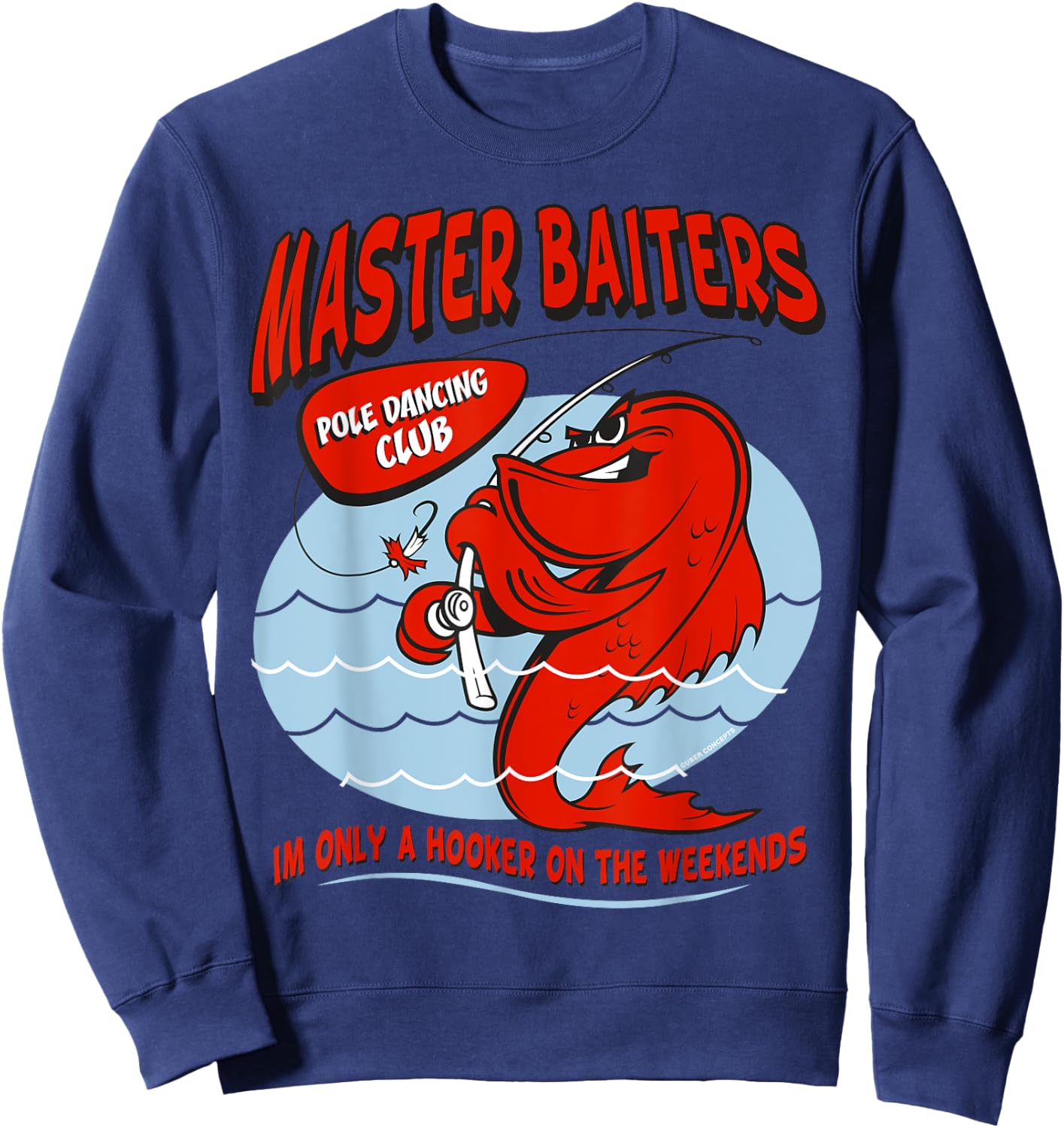 Master Baiters Fishing Pole Humor Funny Fisherman Sweatshirt - Sweatshirt | Navy