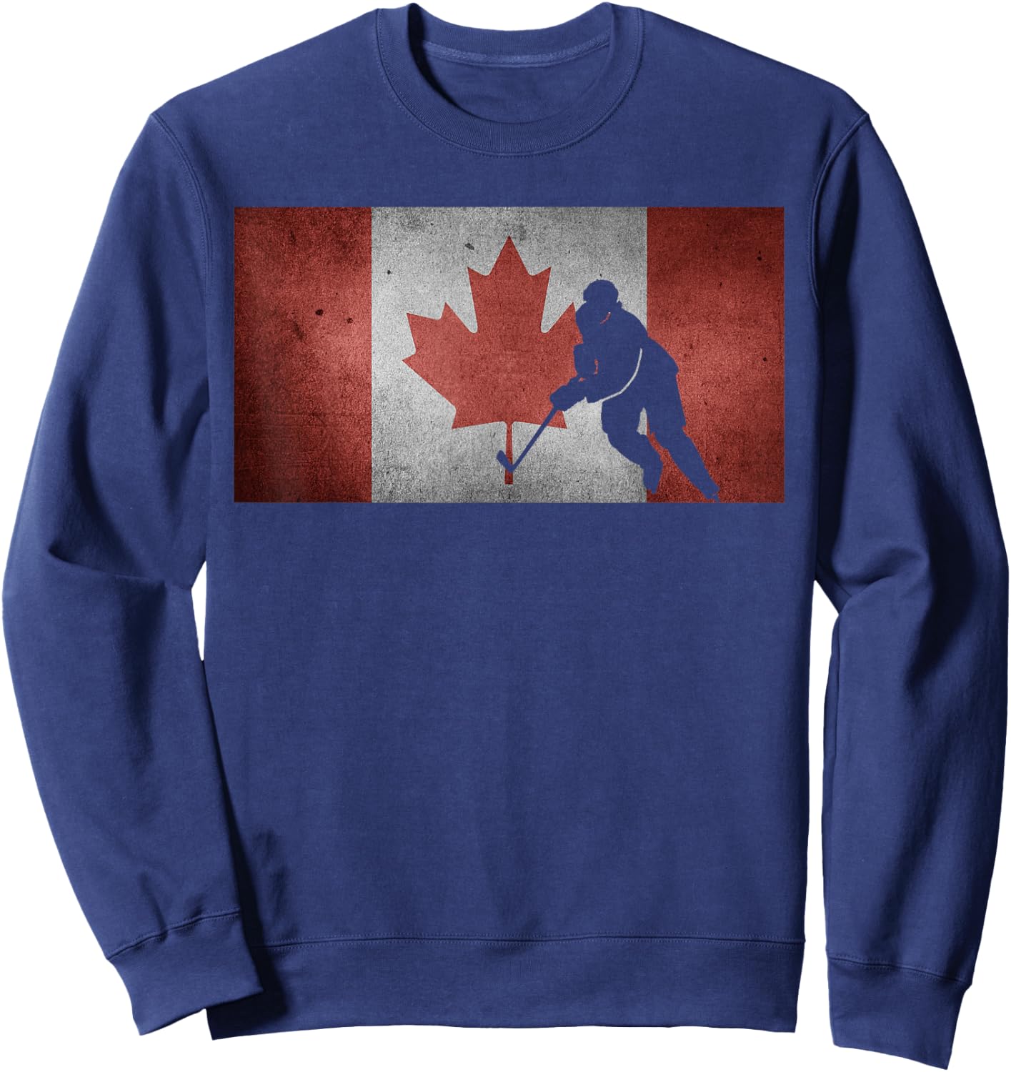 Canadian Hockey Player Canada Flag Maple Leaf Ice Skating Sweatshirt - Sweatshirt | Navy