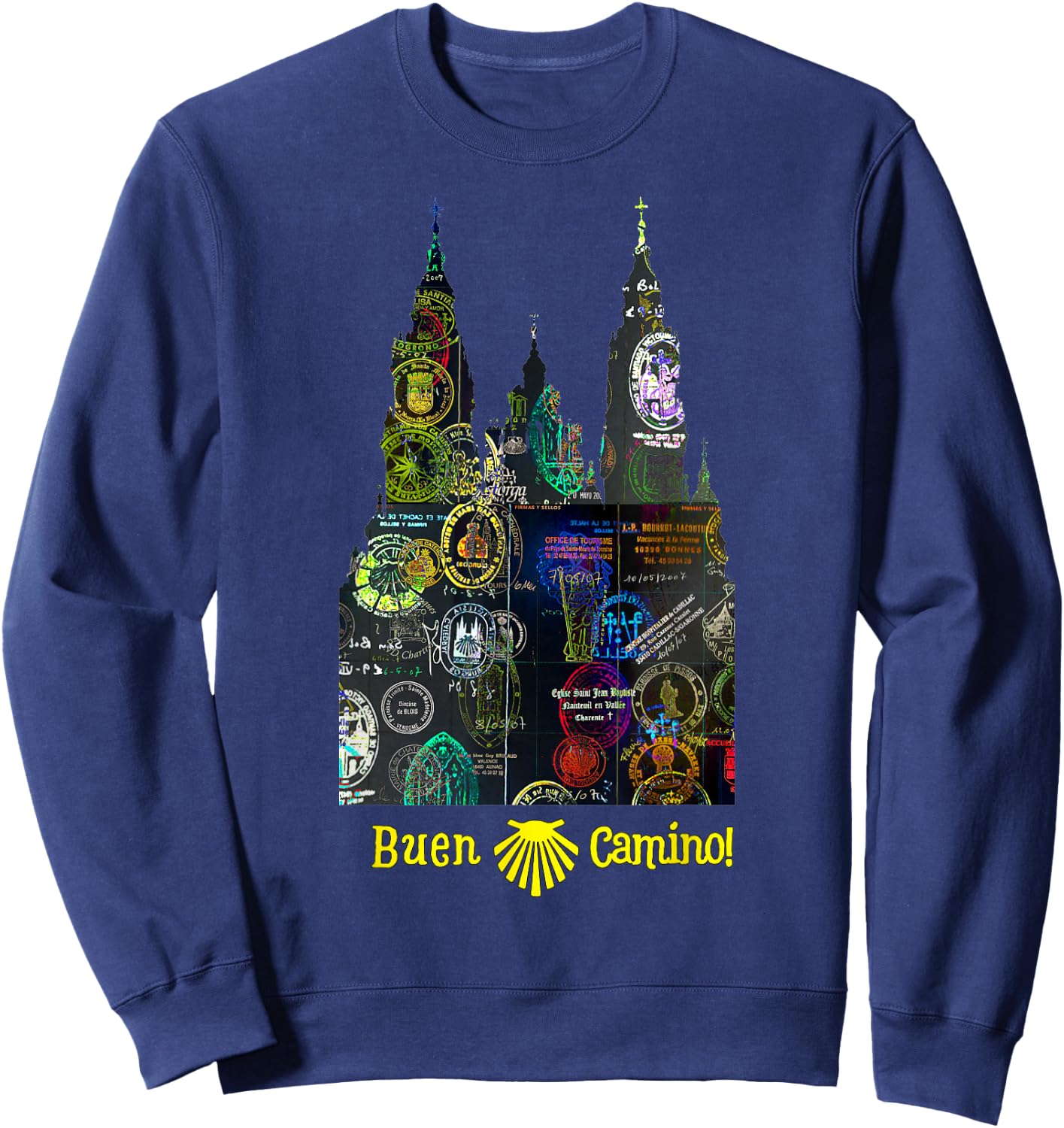Buen Camino de Santiago Pilgrim Way of St. James Hikers Art Sweatshirt - Sweatshirt | Navy