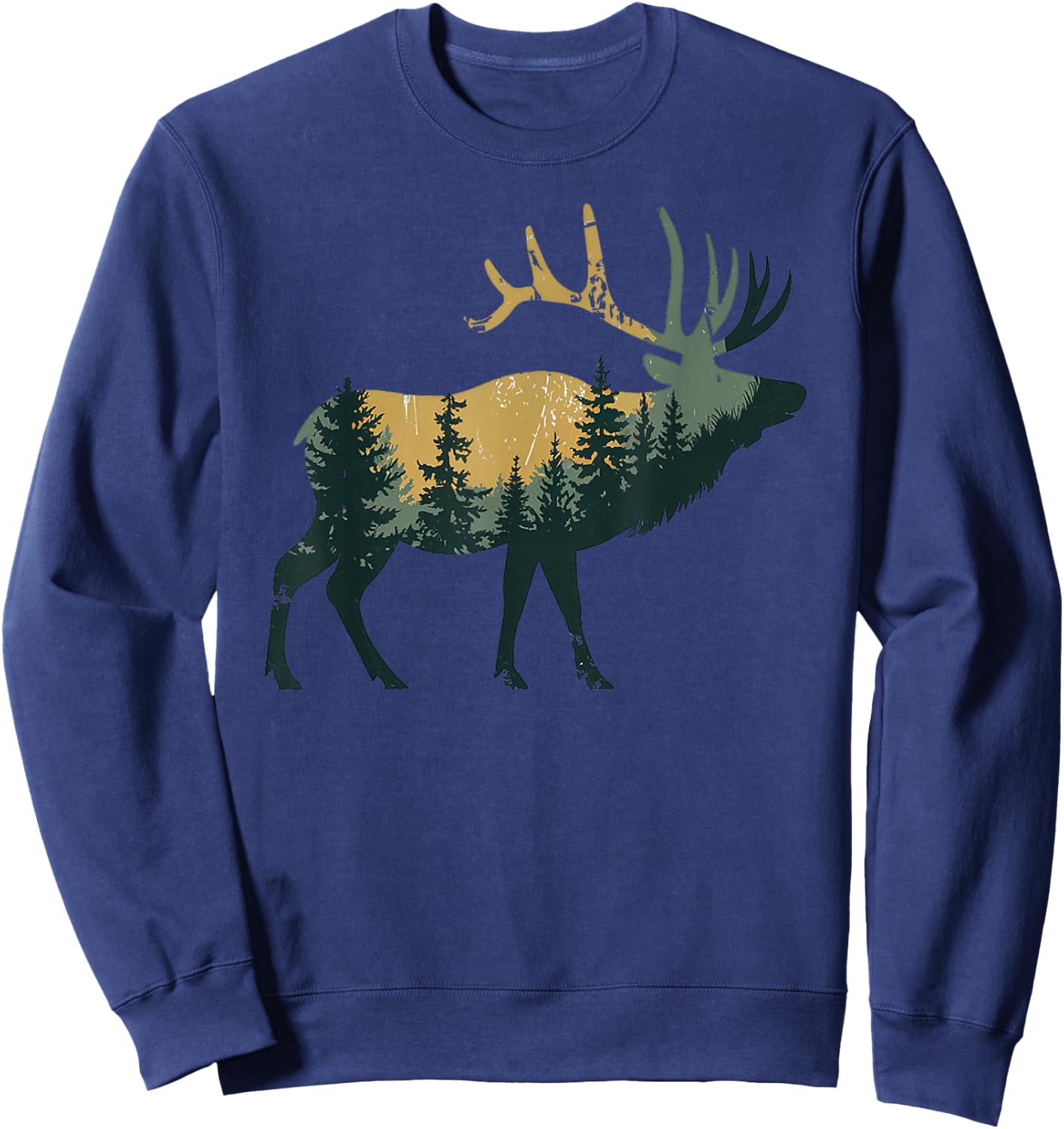 Elk Hunting Hiking Outdoor Camping Forest Men Women Elk Sweatshirt - Sweatshirt | Navy
