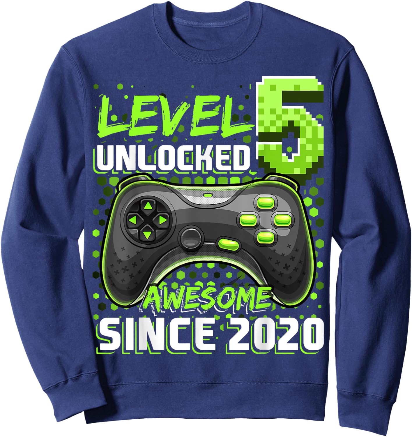 5th Birthday Boy Level 5 Gamer 5 Year Video Game Party Sweatshirt - Sweatshirt | Navy