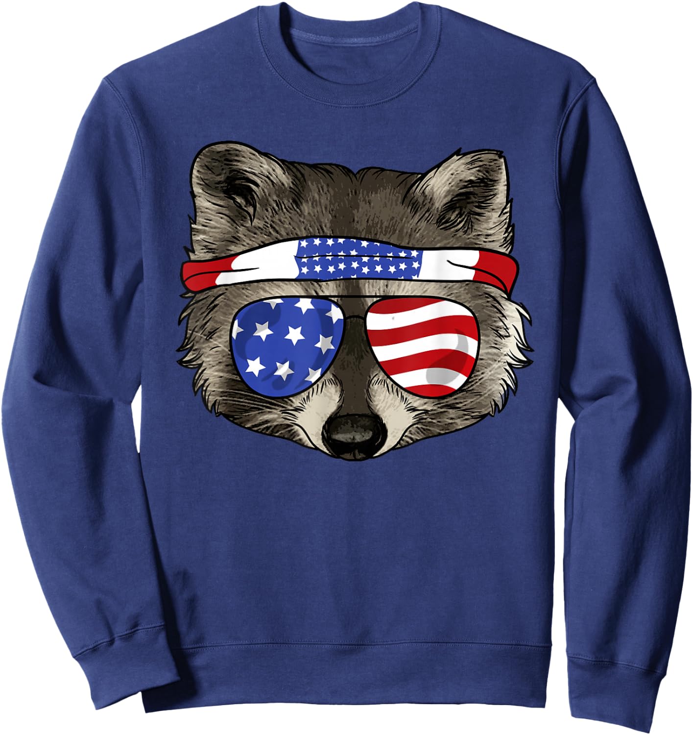 USA Patriotic Raccoon Shirt - July 4th - Trash Panda Sweatshirt - Sweatshirt | Navy