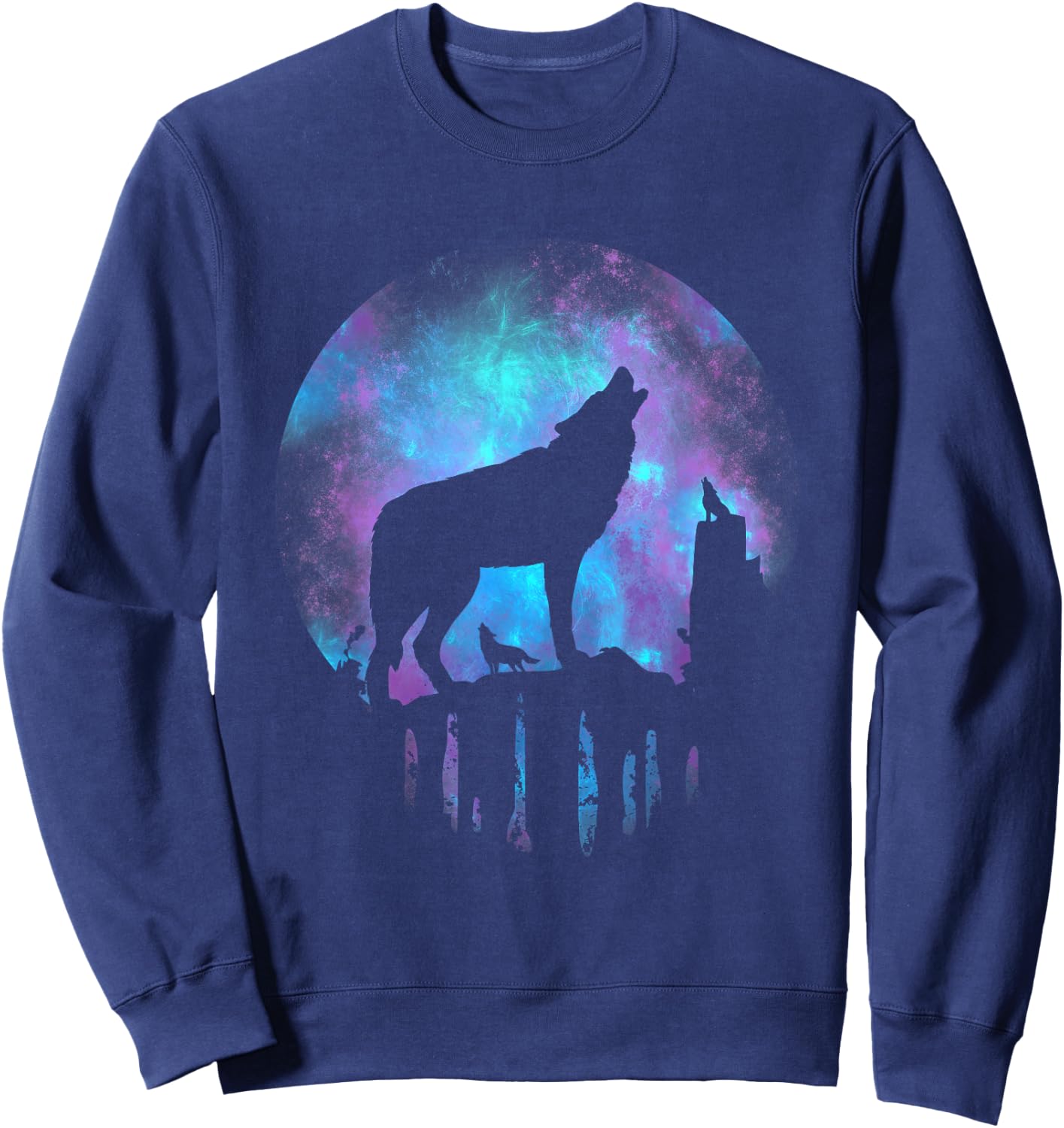 Wolf Galaxy Moon Sweatshirt - Sweatshirt | Navy