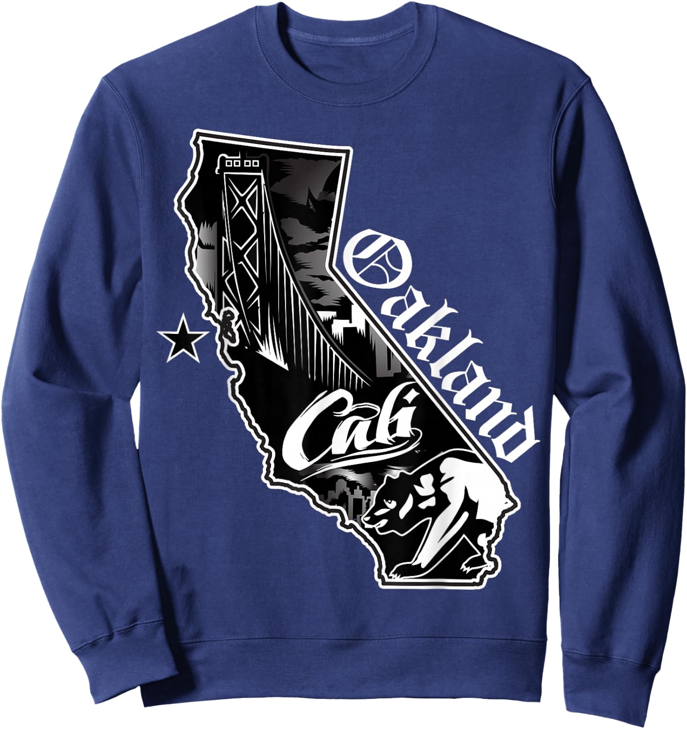 Oakland California Map Northern Cali Bay Area CA Sweatshirt - Sweatshirt | Navy