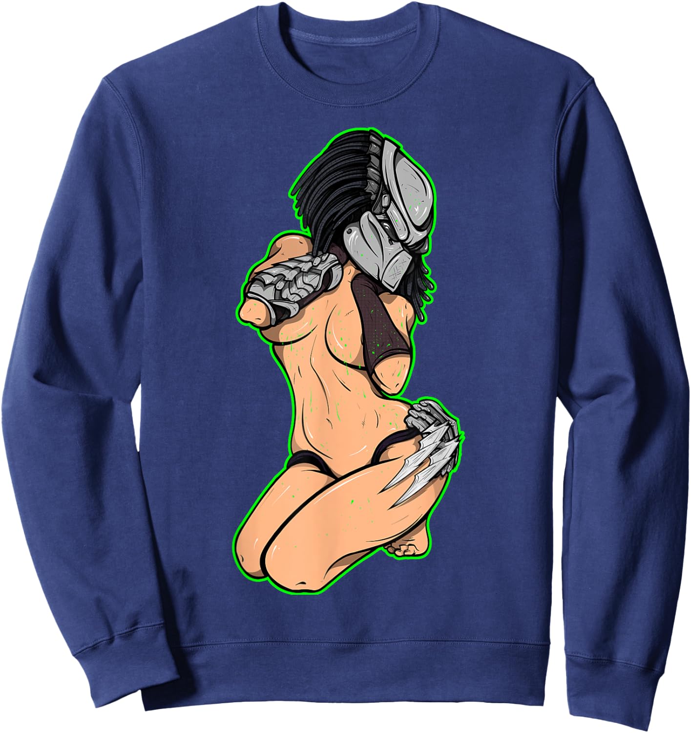 Predator Alien Hunter Pinup Girl Sweatshirt - Sweatshirt | Navy