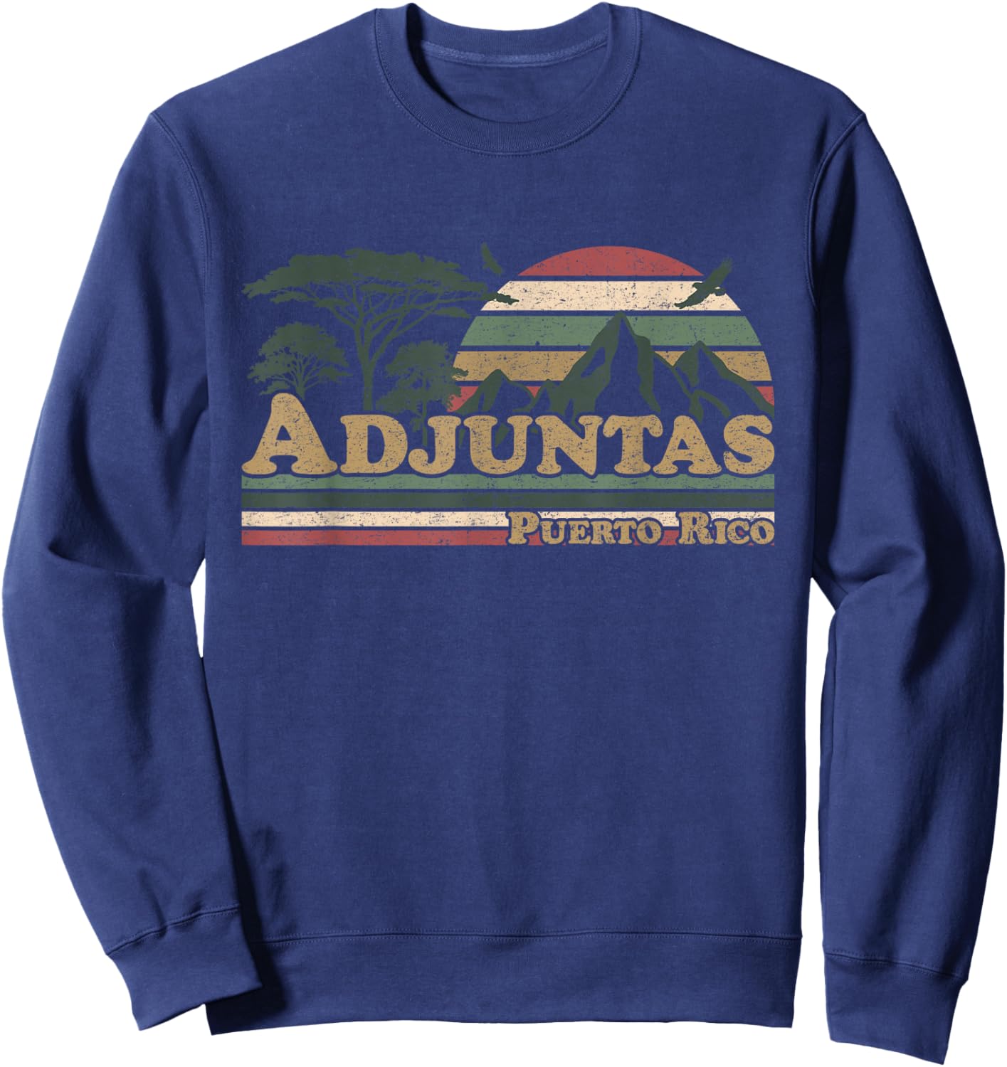 Adjuntas Puerto Rico Mountains Retro Sunset Puerto Rican Sweatshirt - Sweatshirt | Navy