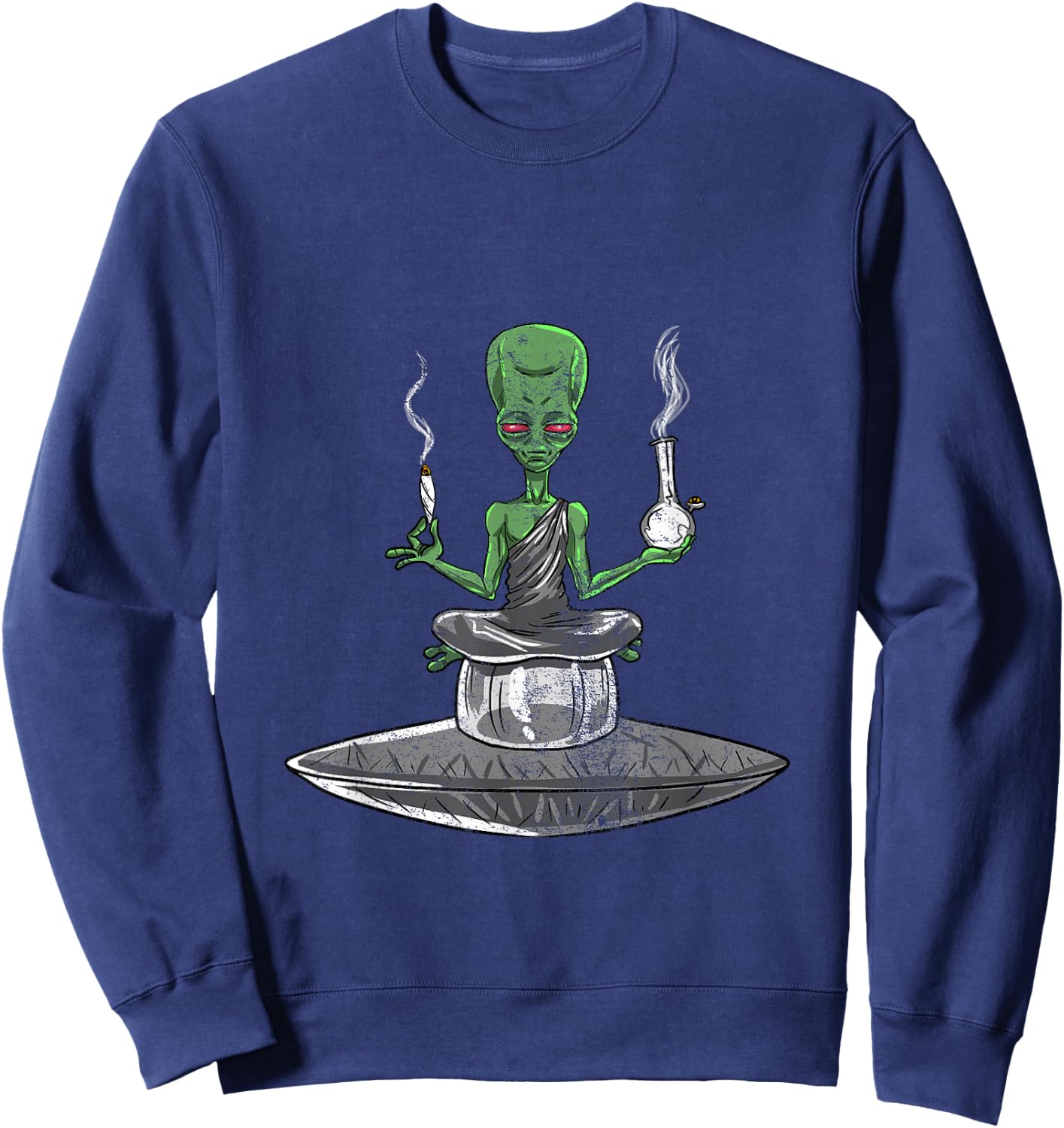 Alien Bong Smoking Weed Funny Stoner ET Cannabis 420 Gift Sweatshirt - Sweatshirt | Navy