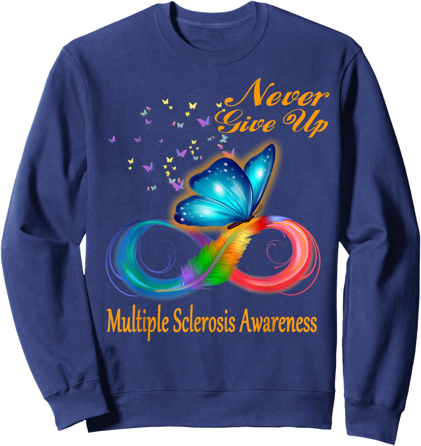 Butterfly Multiple Sclerosis Awareness Sweatshirt - Sweatshirt | Navy