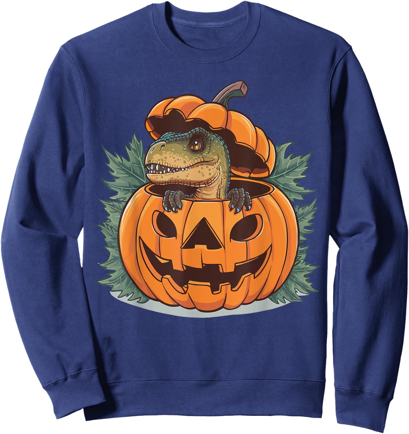 Dinosaur Halloween Spooky Dino Lover Scary Trick Or Treat Sweatshirt - Sweatshirt | Navy