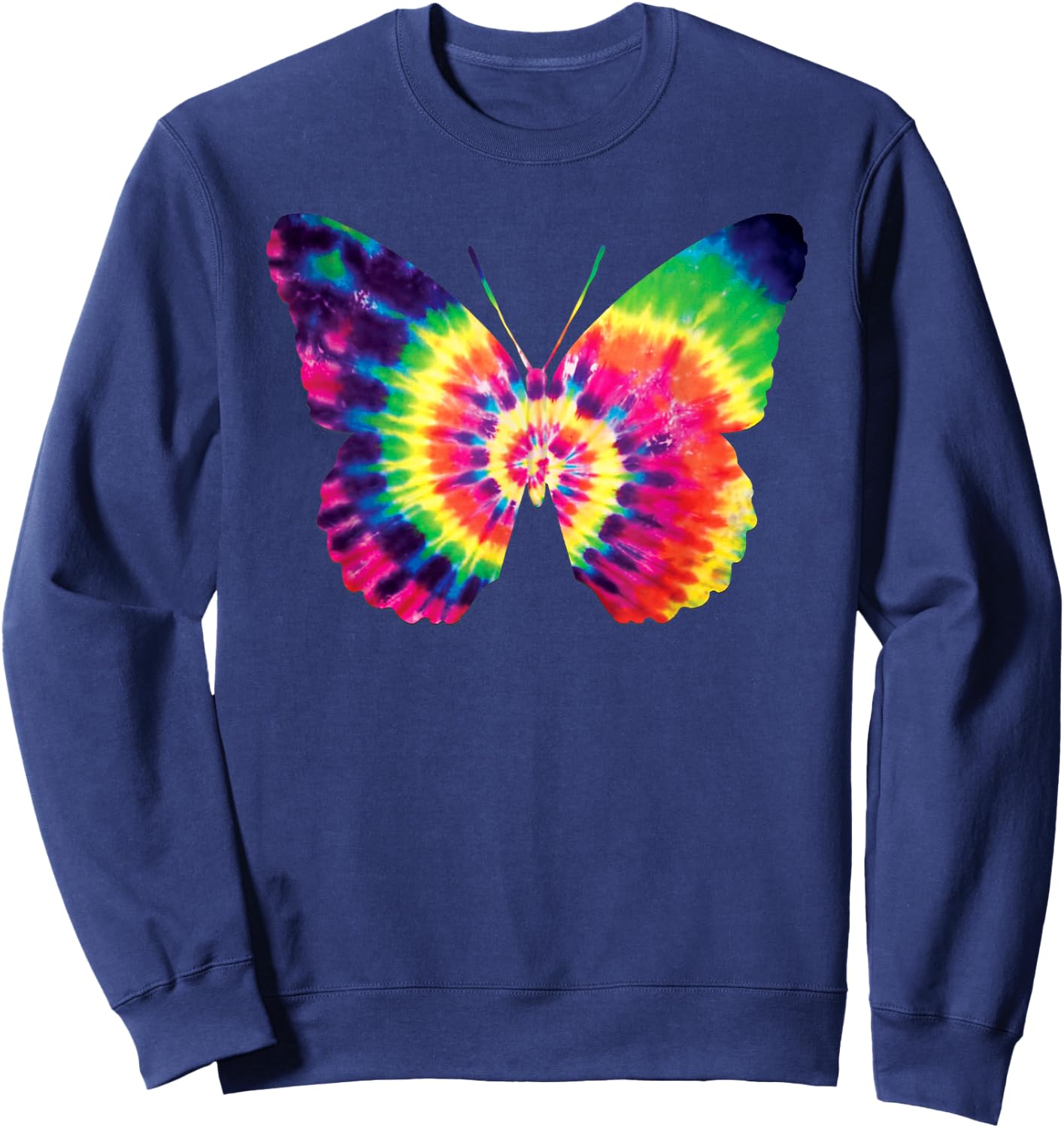 Rainbow Tie Dye Butterfly Tye Die Look Cool Sweatshirt - Sweatshirt | Navy